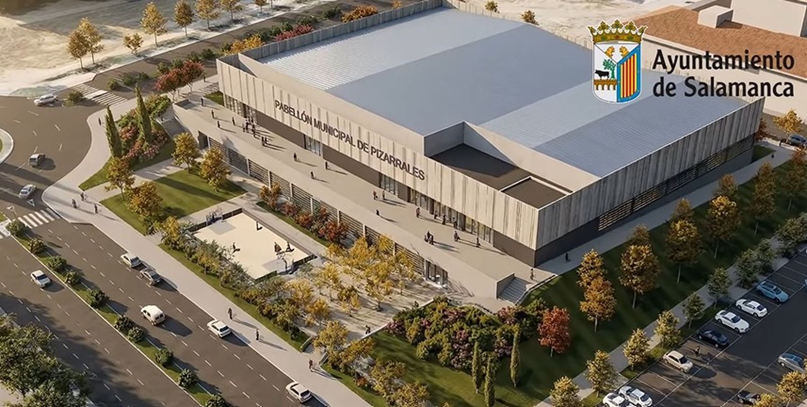 Recreación del nuevo pabellón polideportivo de Pizarrales