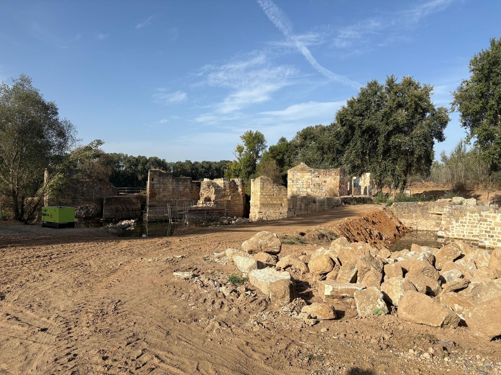 Imagen de las obras en las Aceñas de Gijón