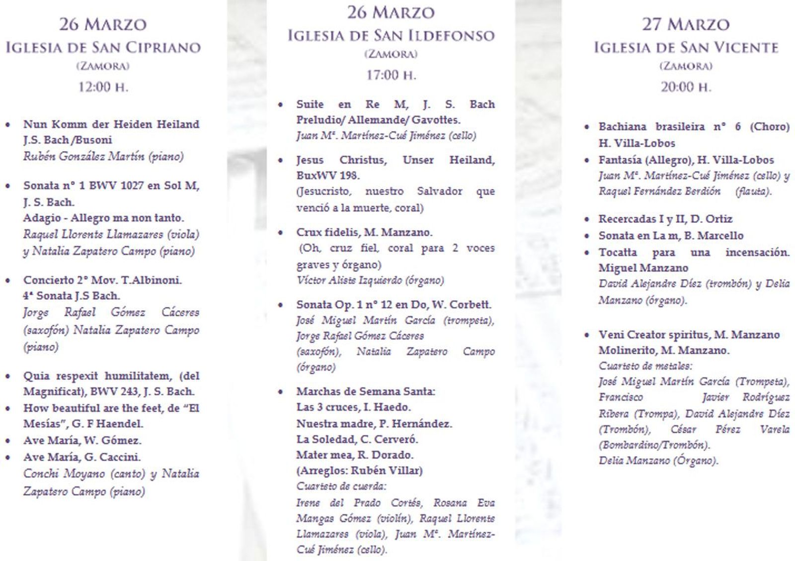 Programa del Ciclo de Música Sacra