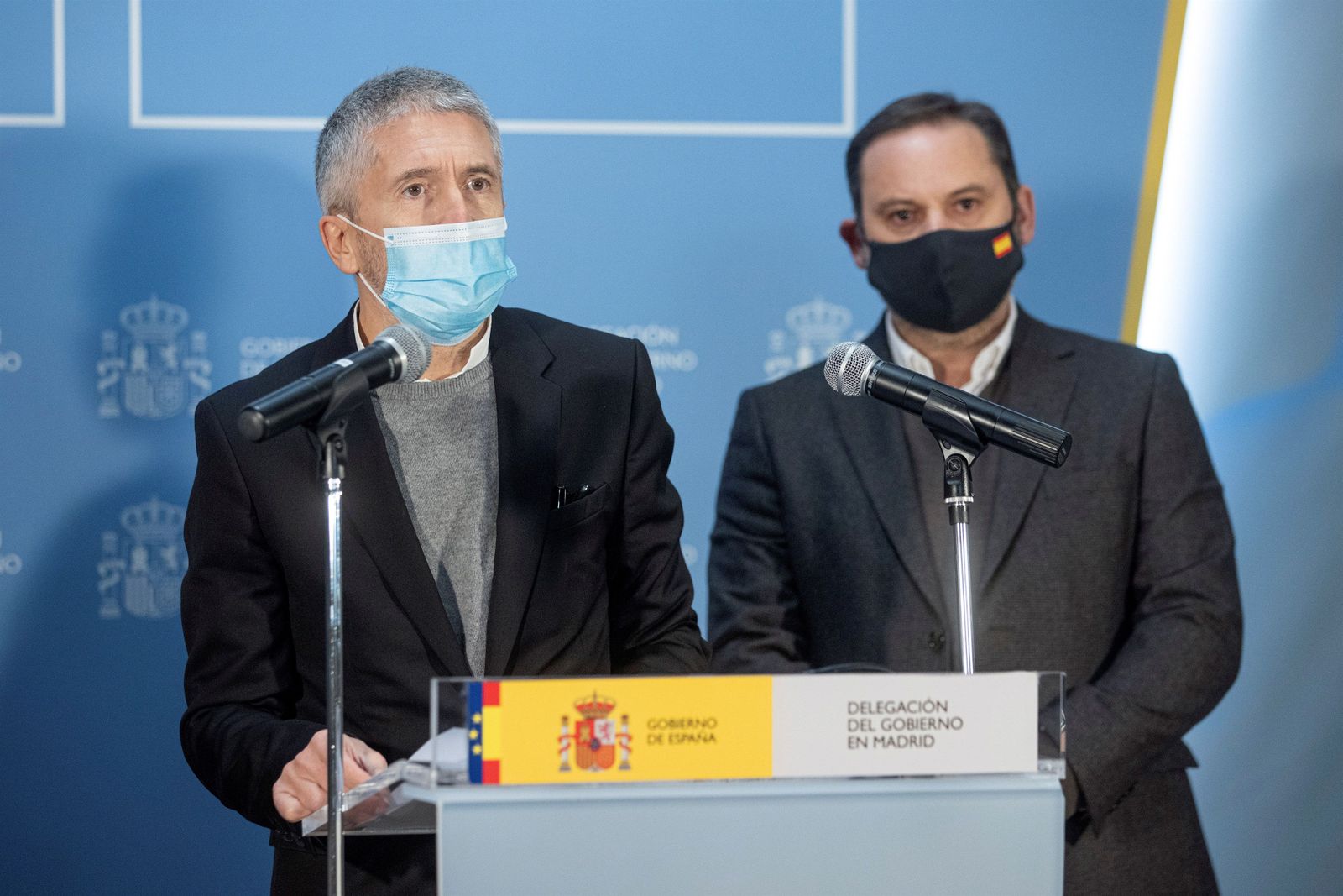 El ministro del Interior, Fernando Grande-Marlaska, y el titular de Transportes, José Luis Ábalos.
