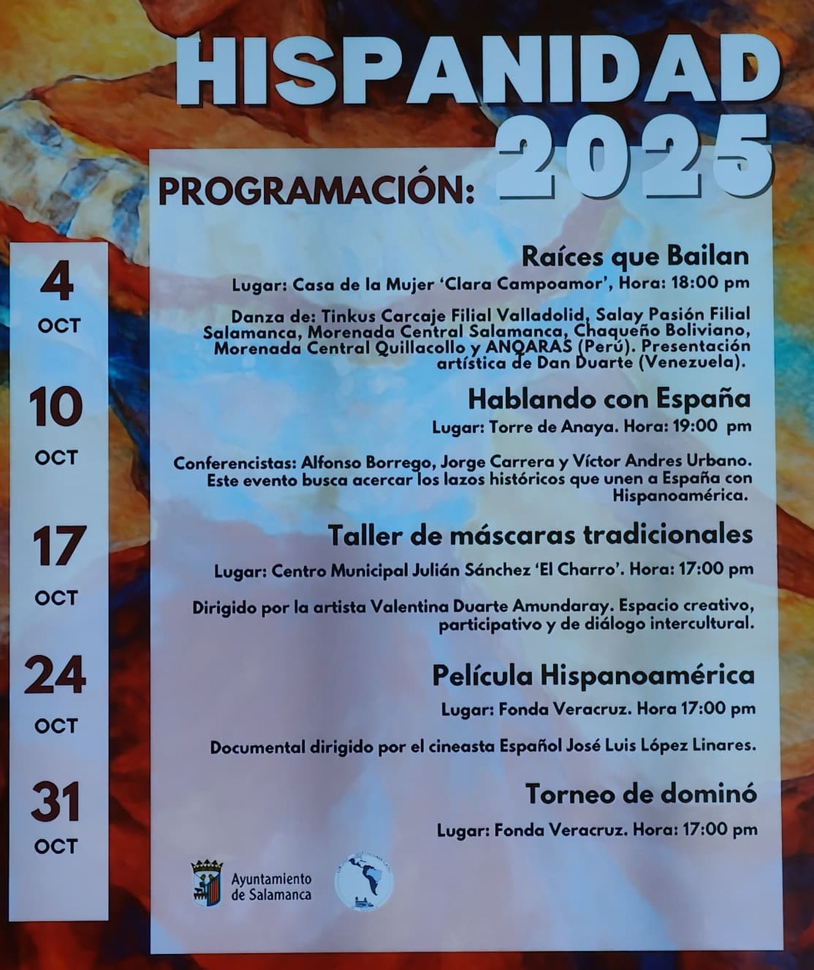 Programación cultural por el mes de la Hospanidad en Salamanca 2025