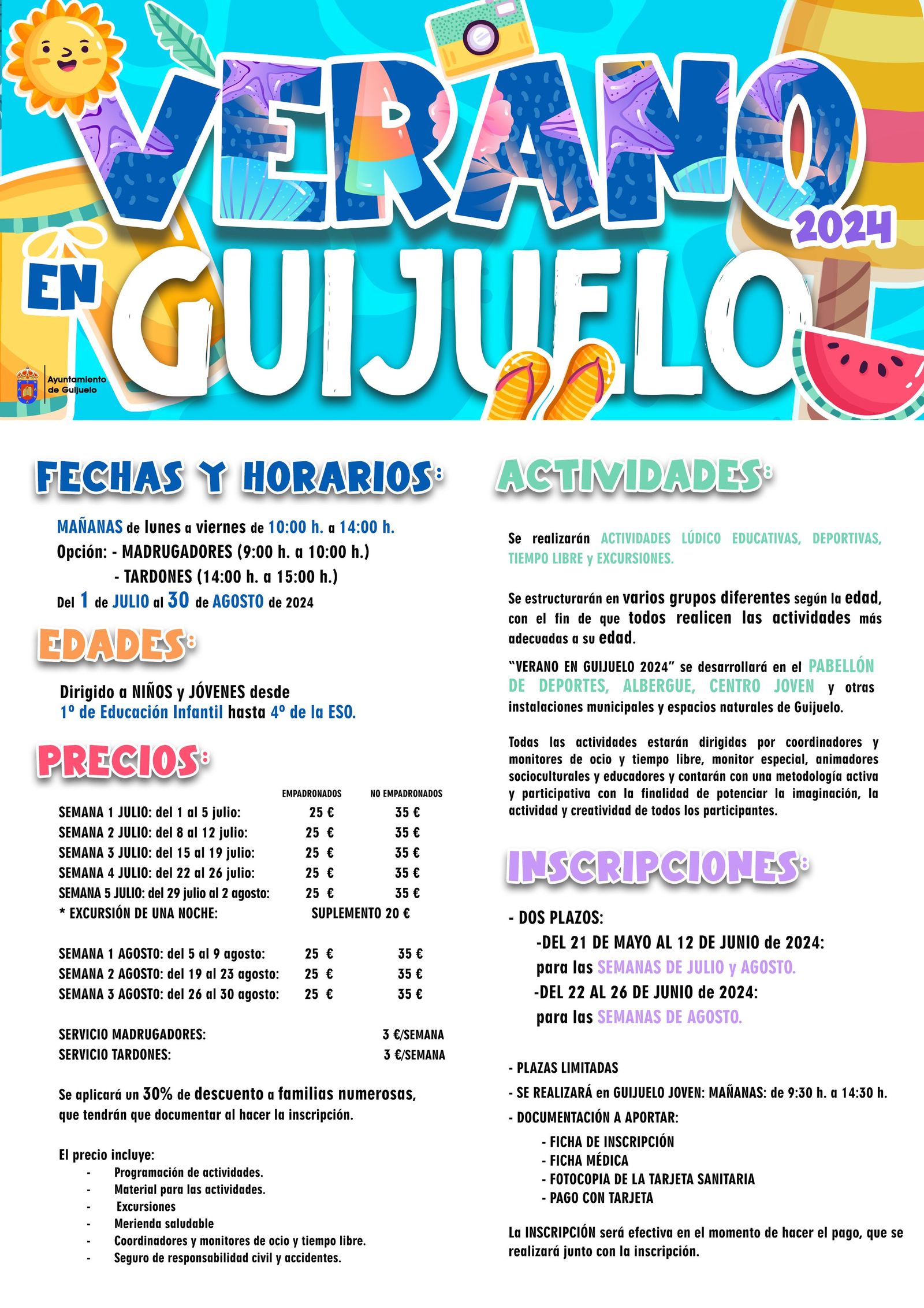CARTEL INFORMACIÓN VERANO EN GUIJUELO 2024