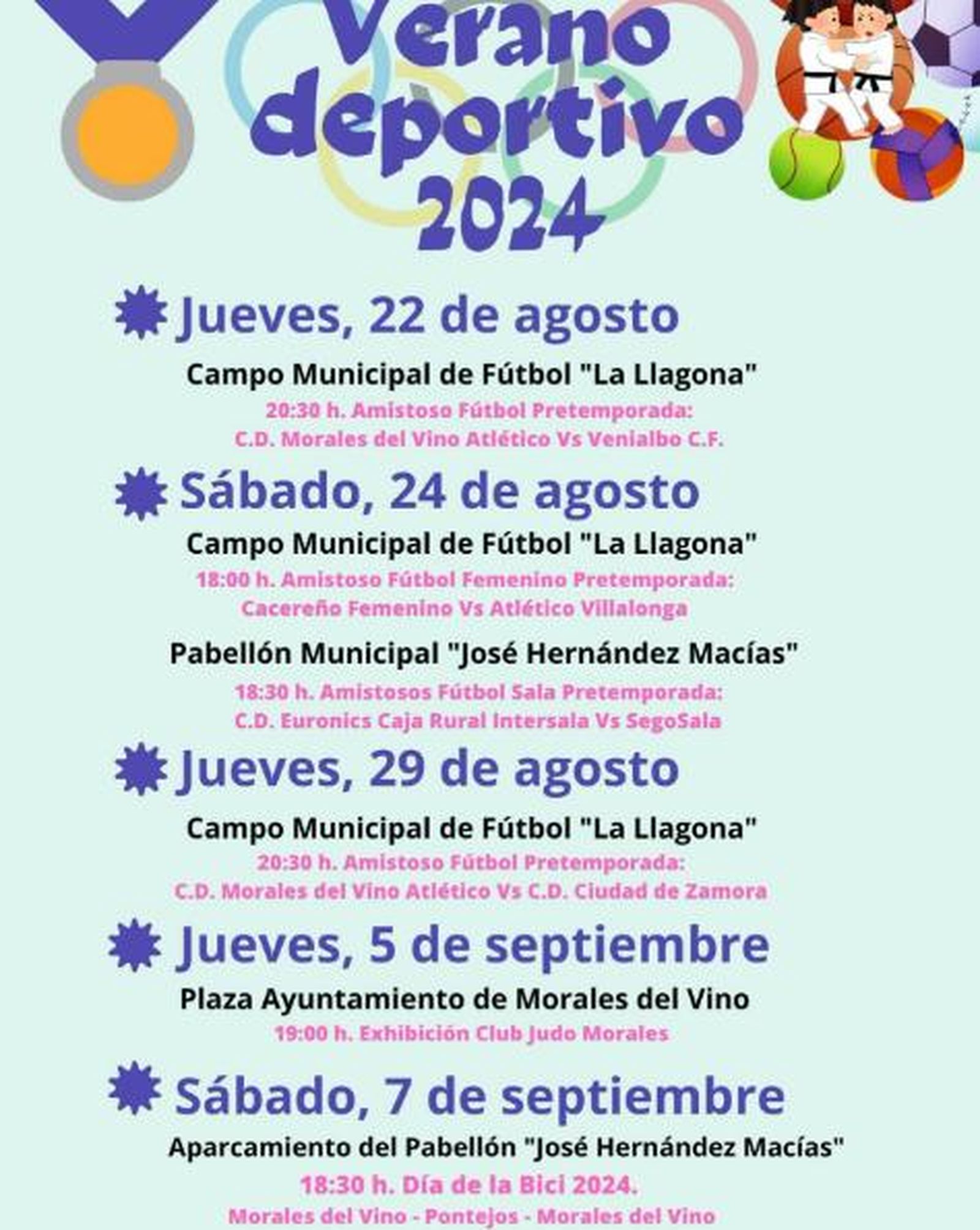 Programa del verano deportivo de Morales del Vino.