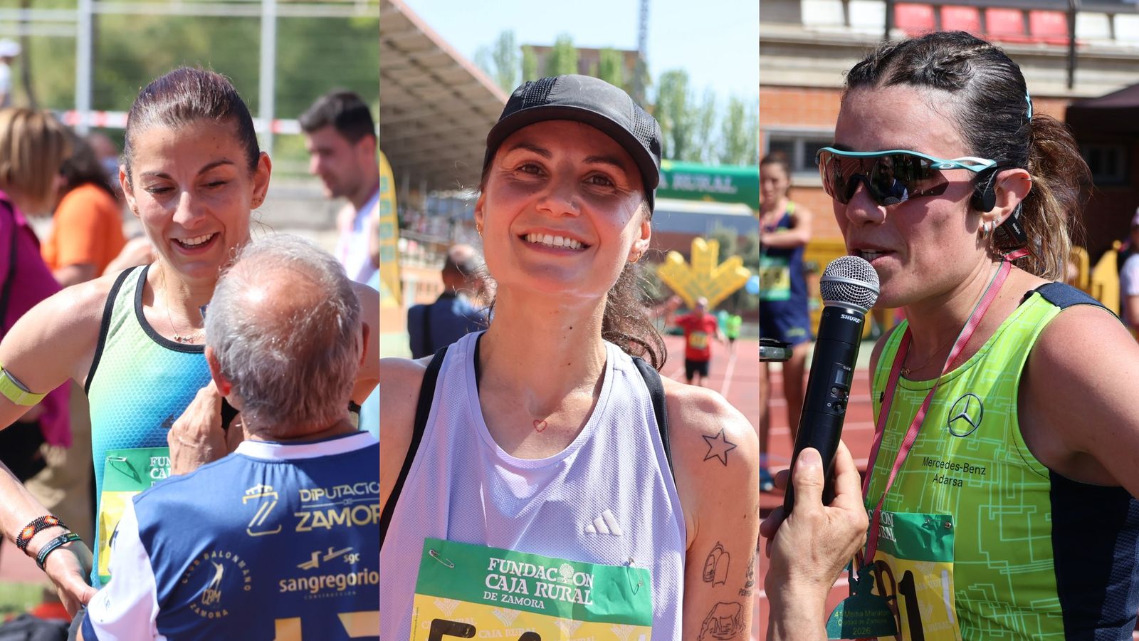 De izquierda a derecha, Lara de Castro, Gema Martín y Laura González, podio femenino de la Media Maratón