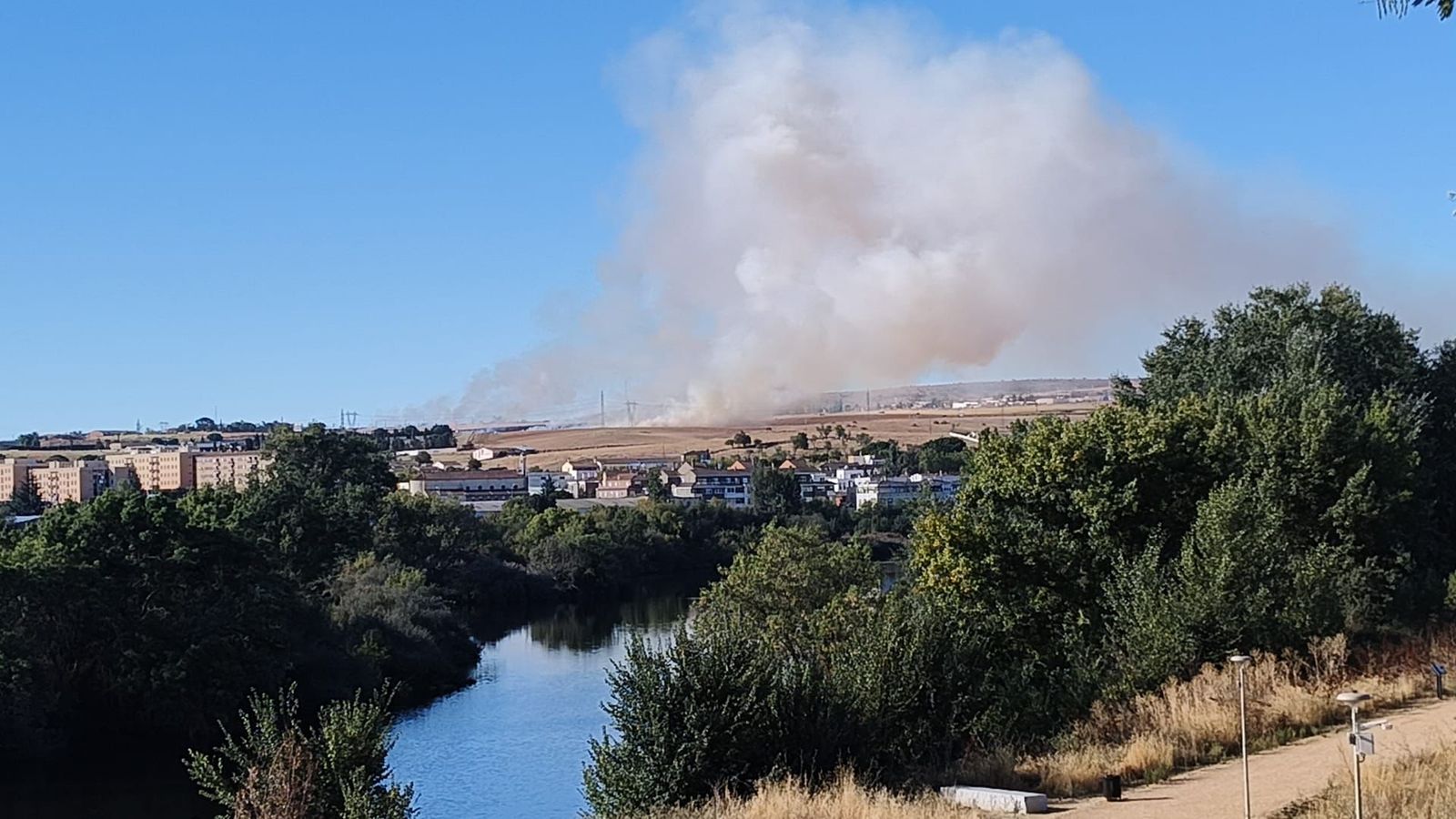 Incendio de rastrojos en la carretera de Matilla de los Caños