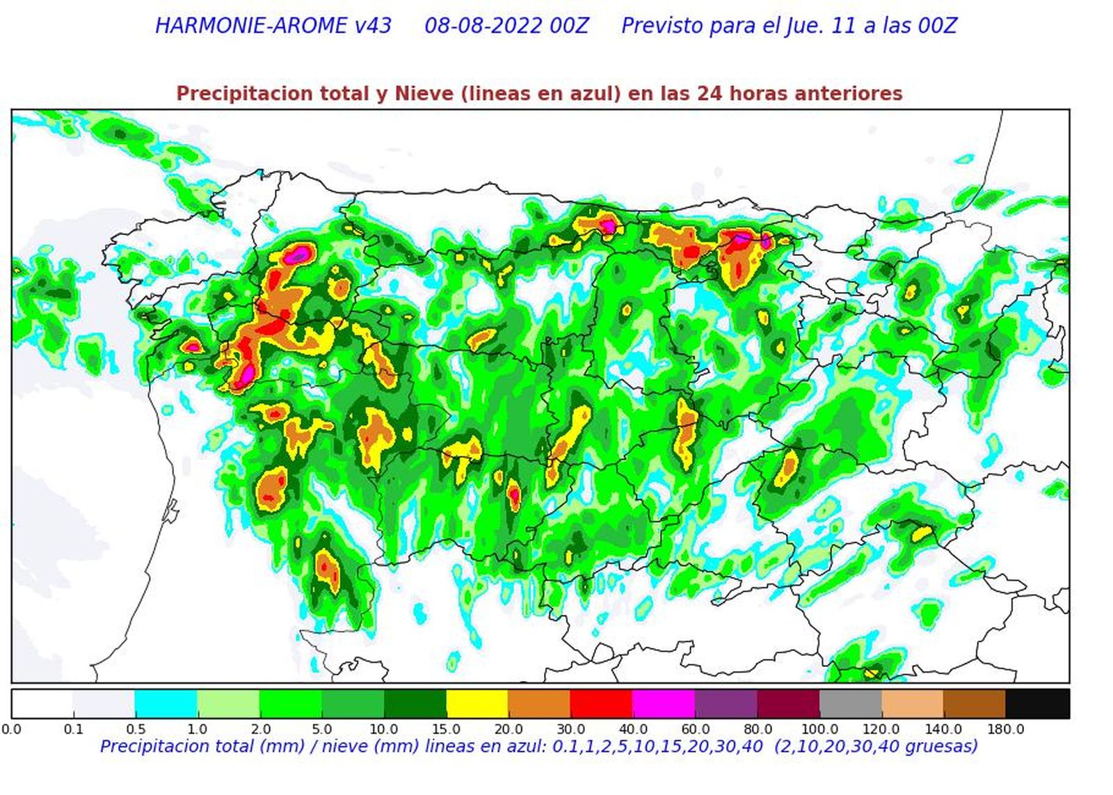 Previsión de precipitaciones. AEMET CyL.