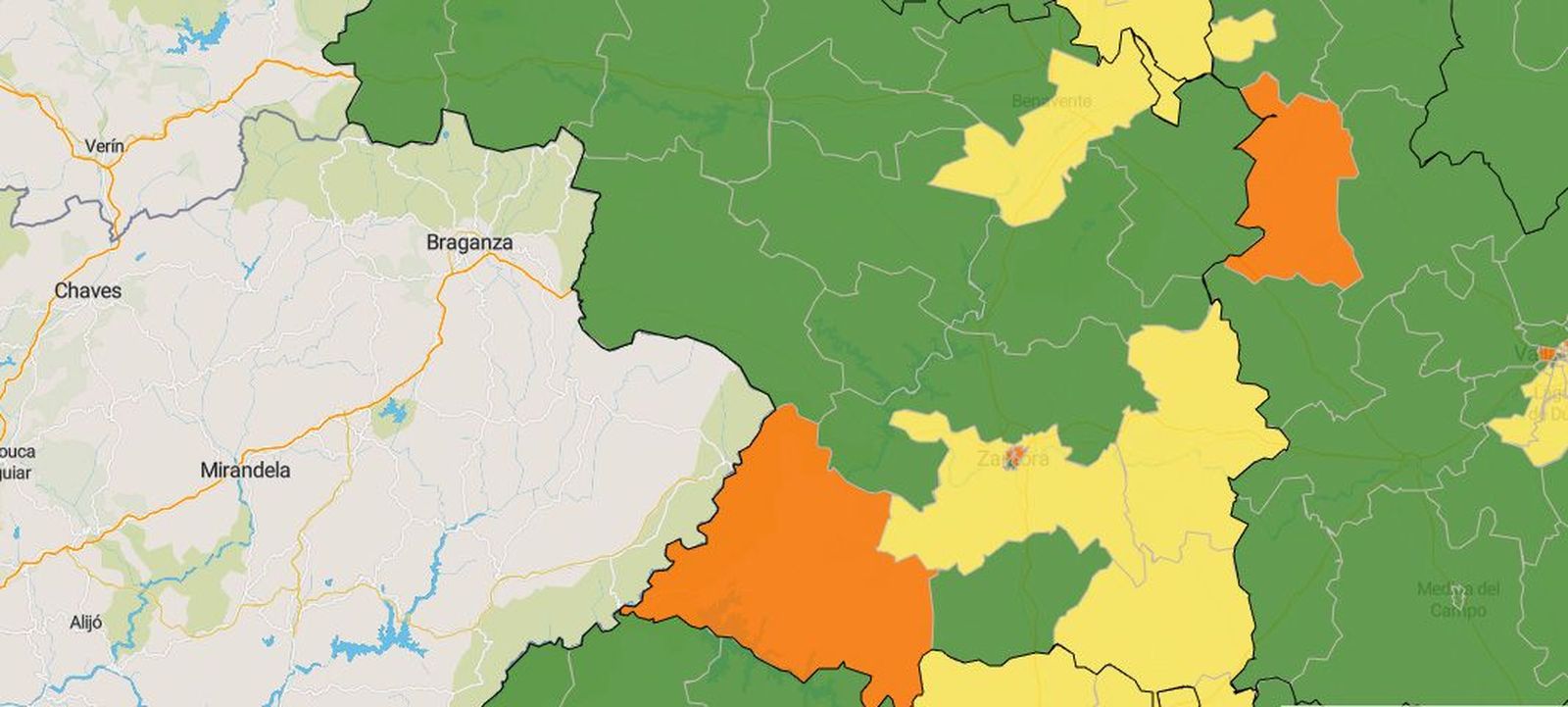 Mapa del coronavirus en las zonas básicas de salud de Zamora este viernes