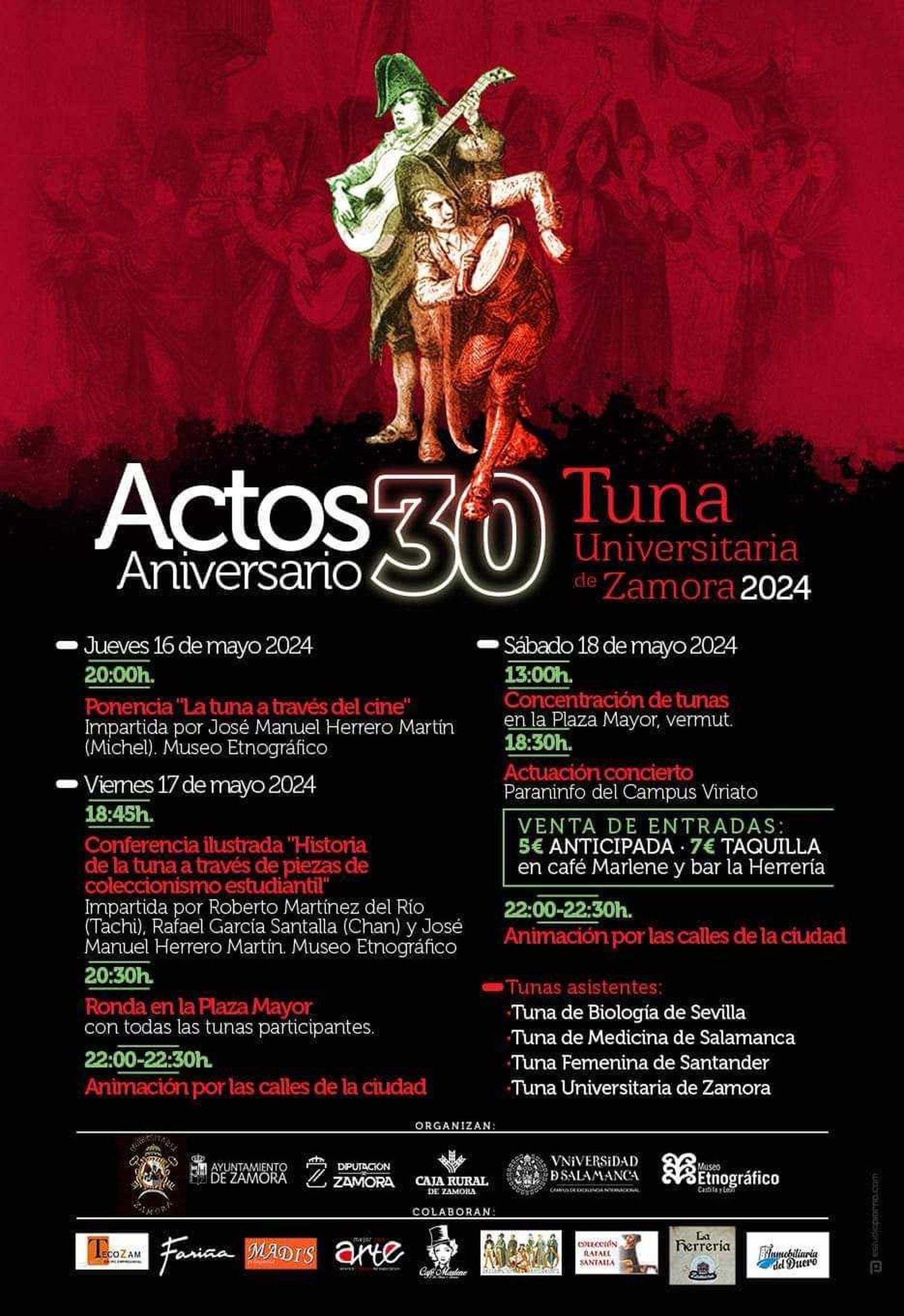 Actos trigésimo aniversario de la Tuna Universitaria de Zamora