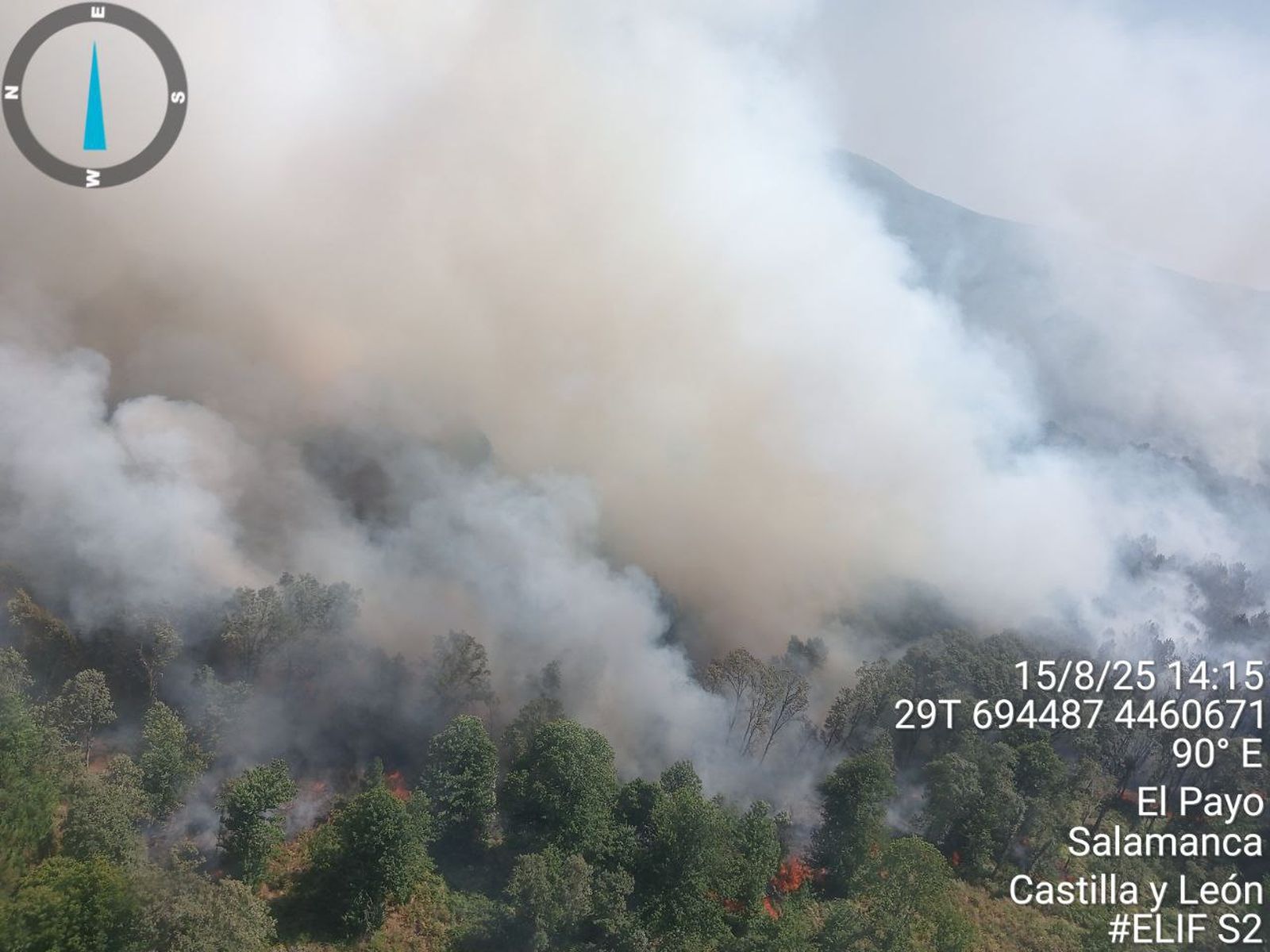 Incendio de El Payo, declarado nivel 2 de peligrosidad. JCYL