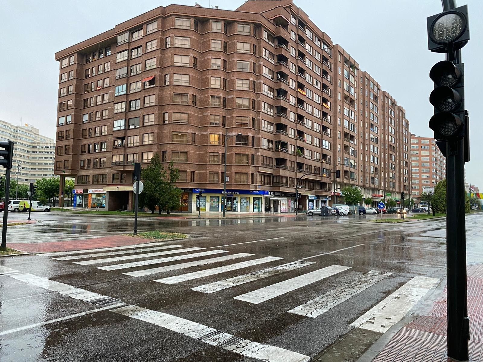 Avenida de la Paz de Burgos tras la tormenta.