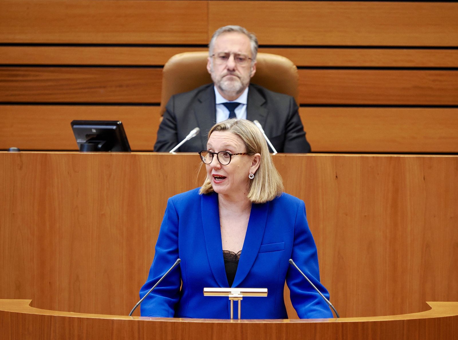 R. Valtero / ICAL. La consejera de Familia, Isabel Blanco, durante una sesión en las Cortes.Archivo.