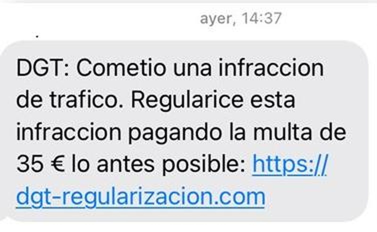 Mensaje fraudulento que suplanta a la DGT