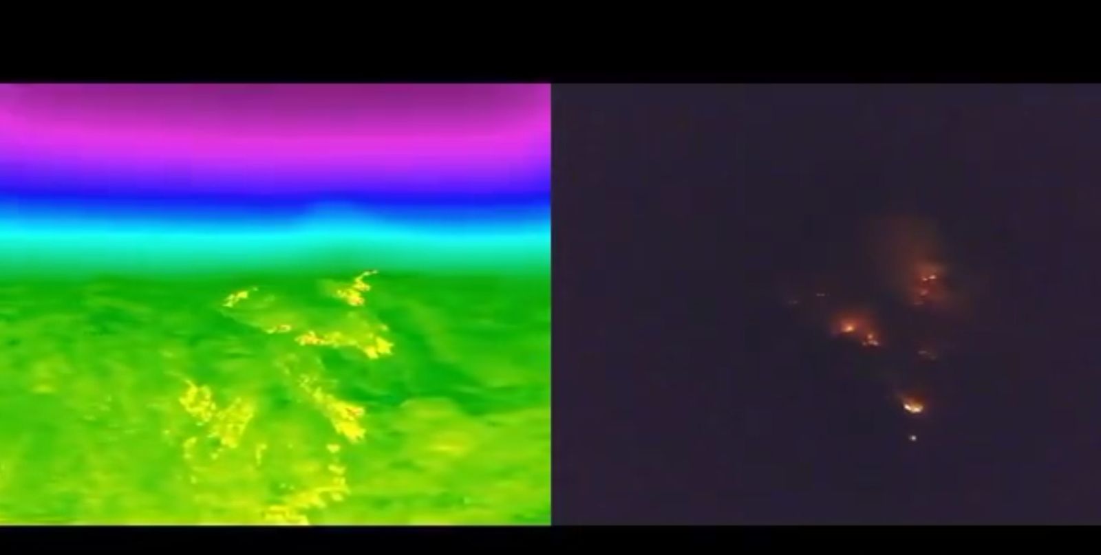 El incendio de Porto a través de cámara térmica.