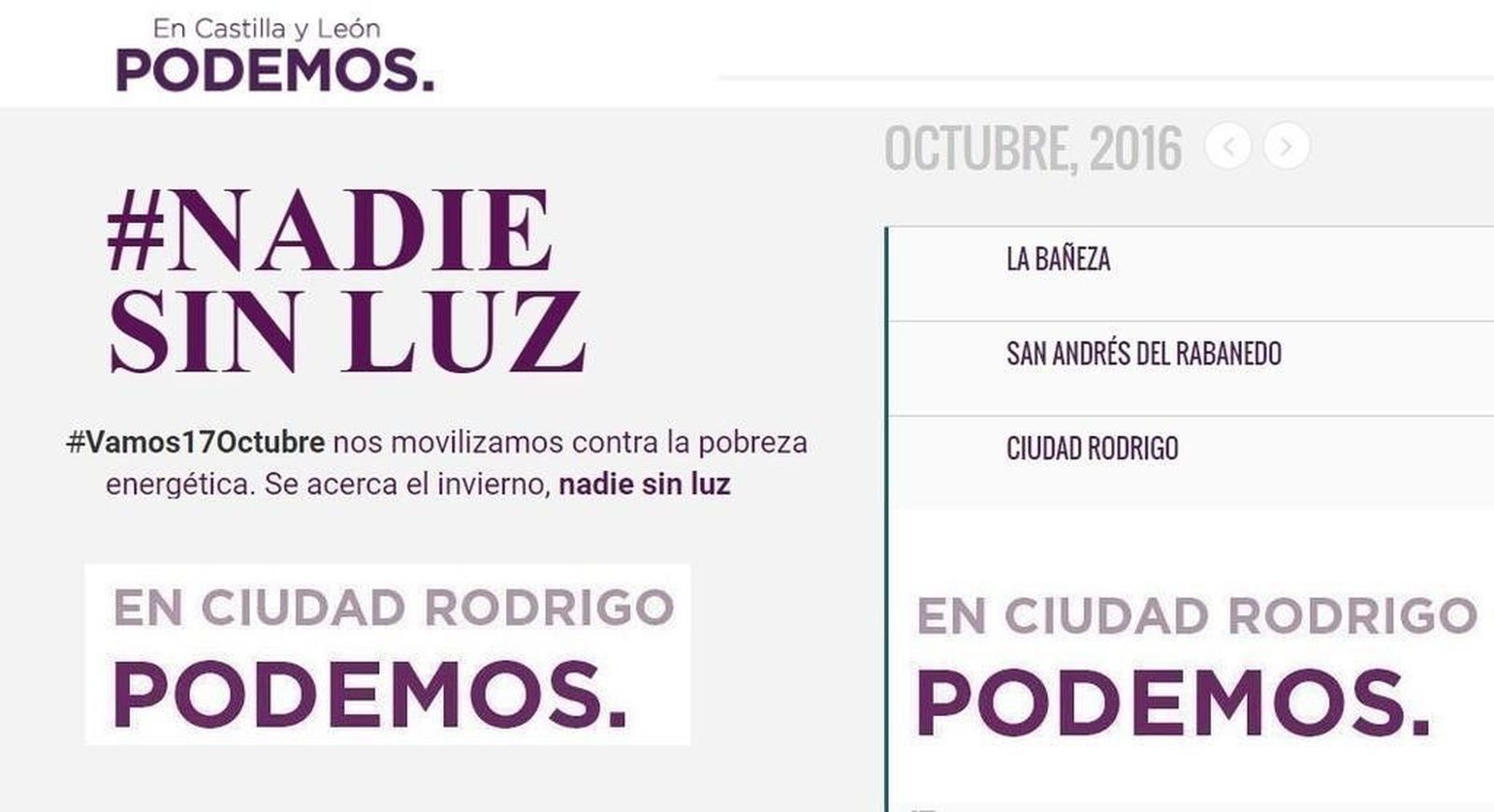 Podemos se suma a la campaña #Nadie sin luz