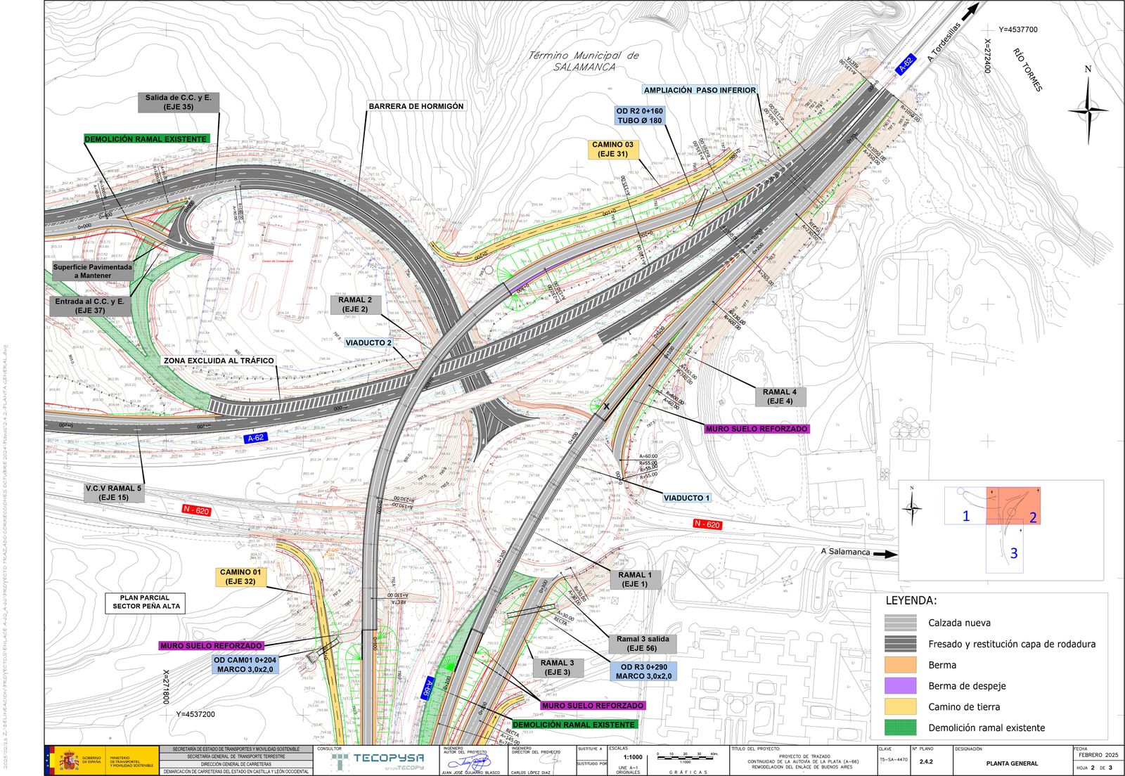 Plano de las obras de conexión entre las autovías A-66 y A-62