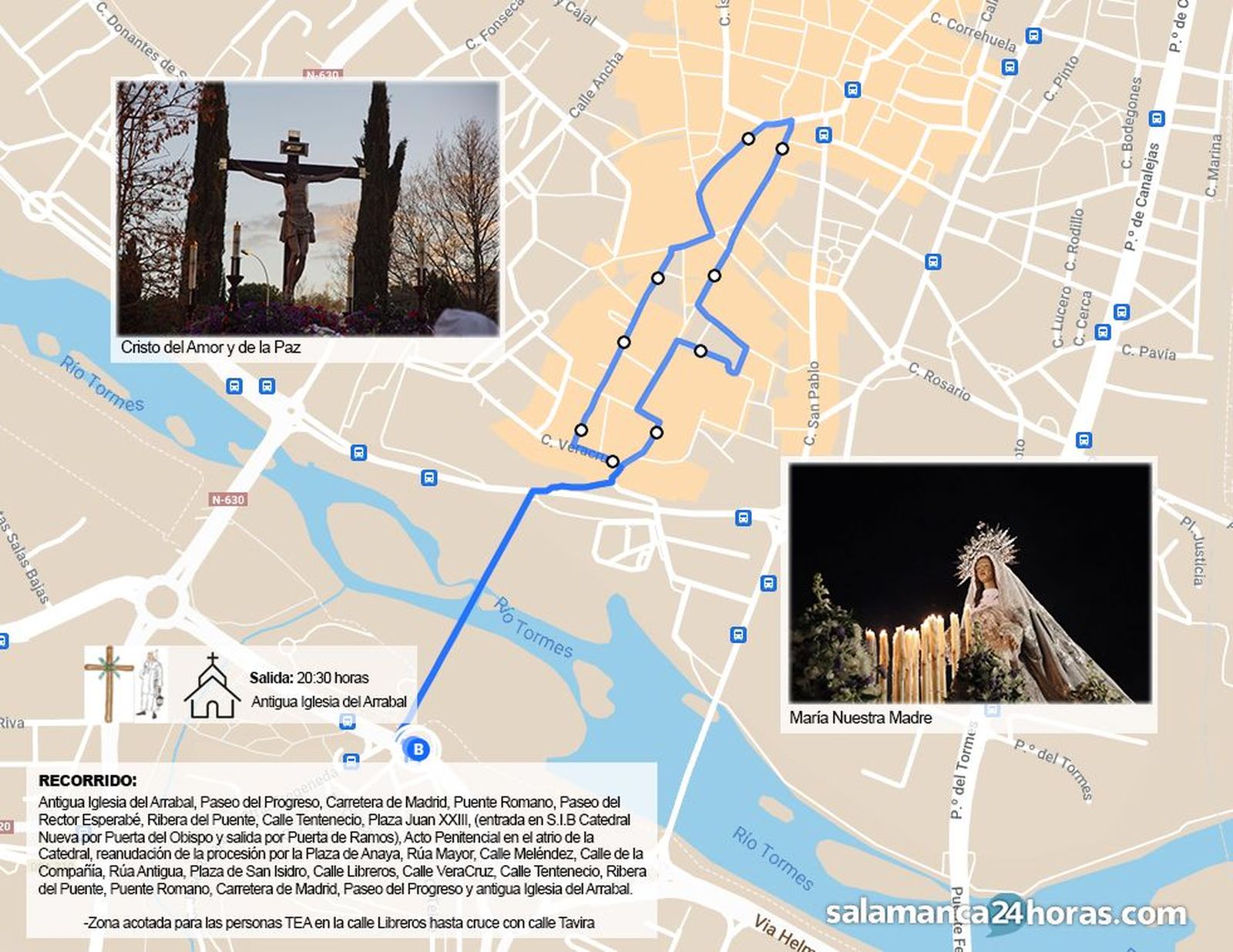 Recorrido de la Hermandad del Cristo del Amor y de la Paz