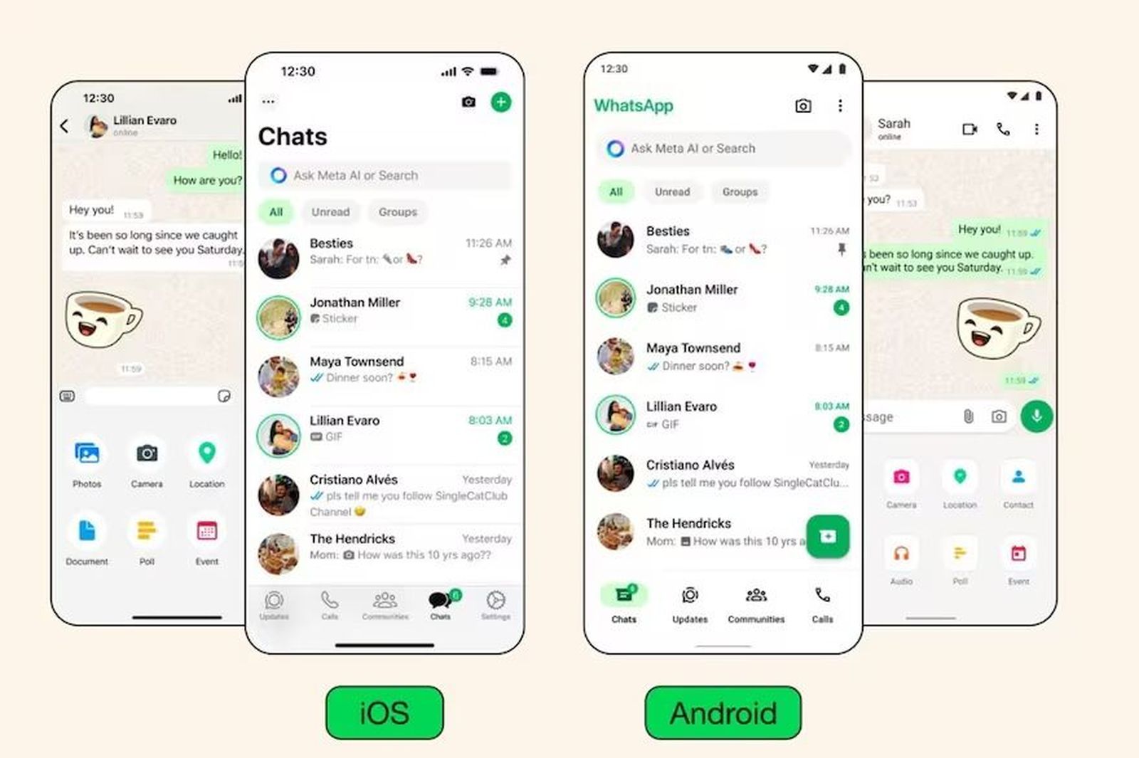 Rediseño de la interfaz de WhatsApp-Meta