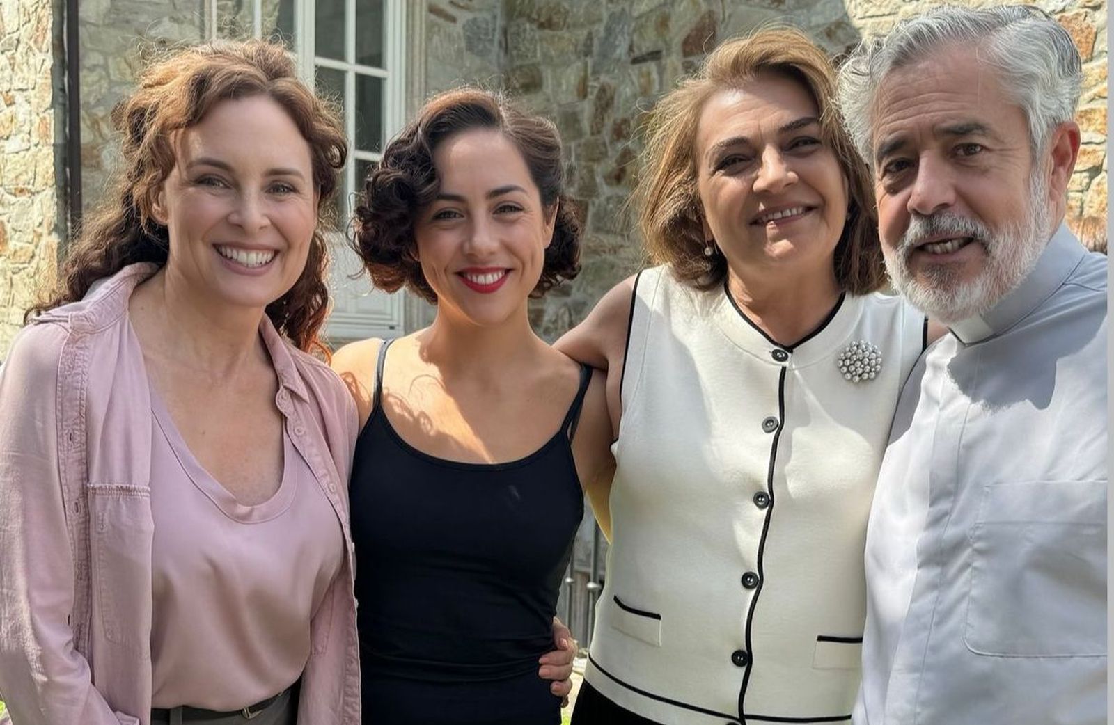 Elenco de actores de La Bala, durante la grabación en Ciudad Rodrigo. Silvia Marsó