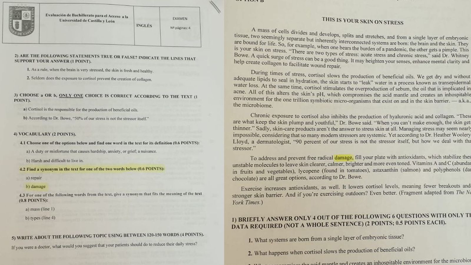 Imagen del examen que contenía el error