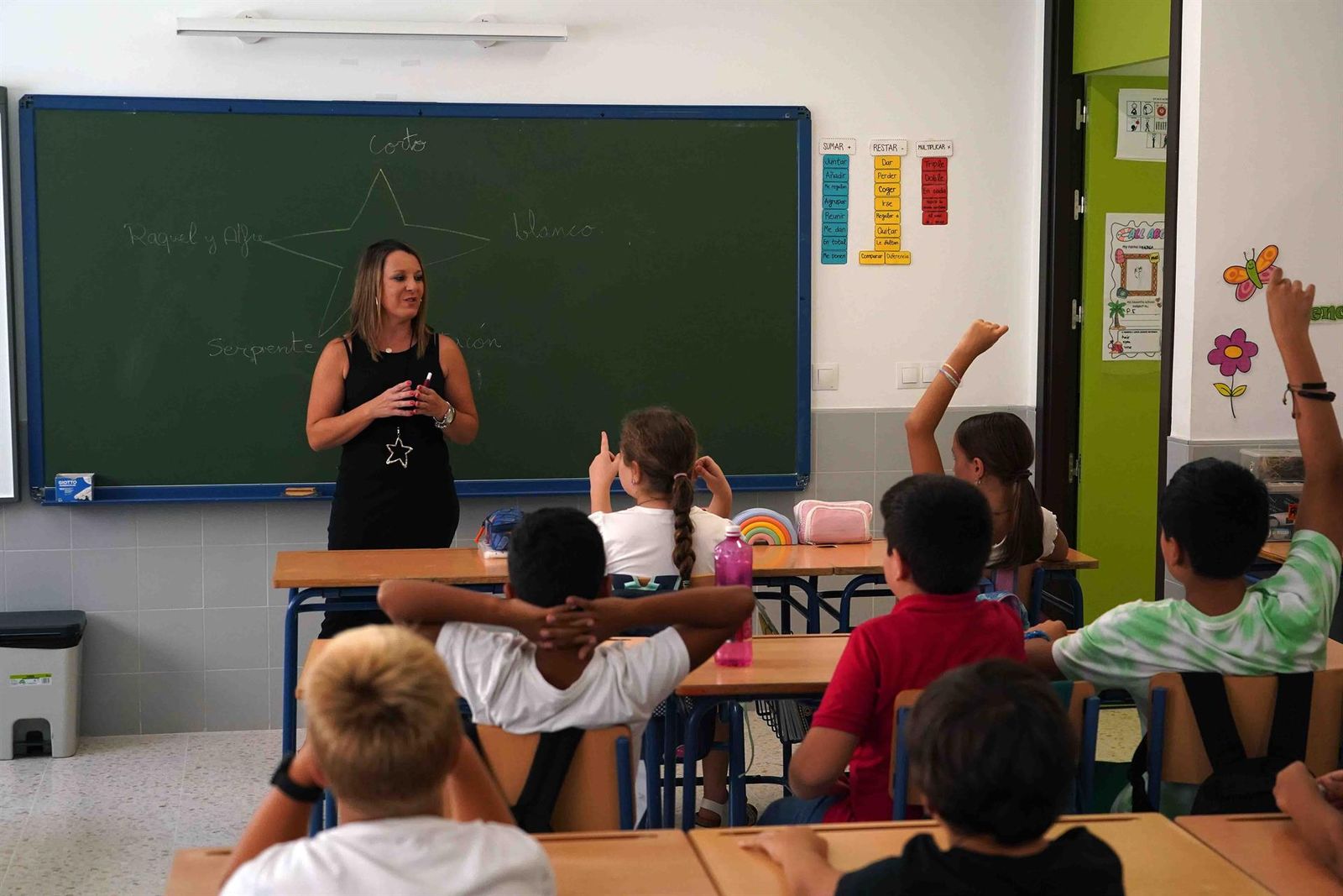 Niños en el aula en su primer día de clase tras la vacaciones de verano. Álex Zea. Europa Press. Archivo