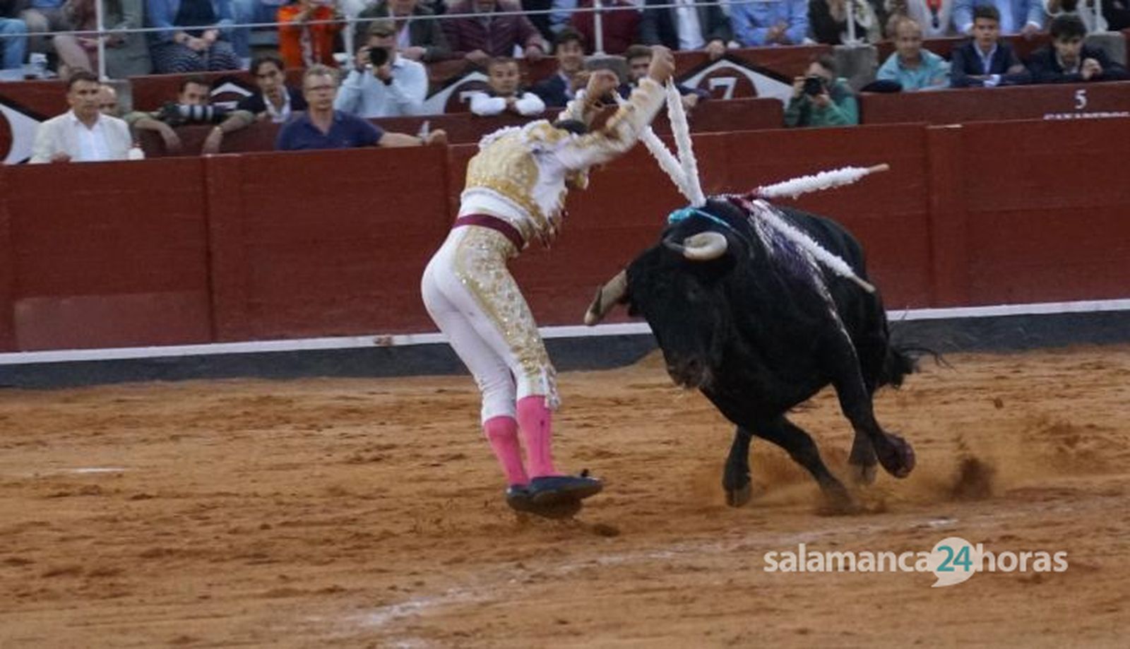 Ismael Martín con el toro de Espioja en banderillas. Foto Juanes Ismael Martín con el toro de Espioja en banderillas. Foto Juanes
