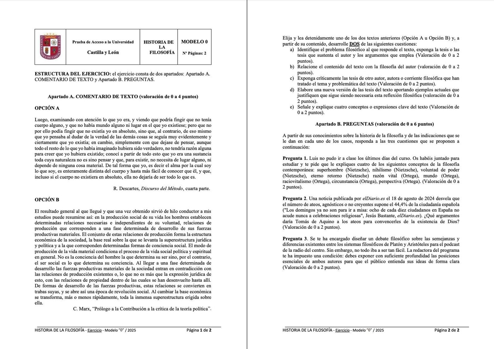 'Modelo 0' de Historia de la Fiolosofía