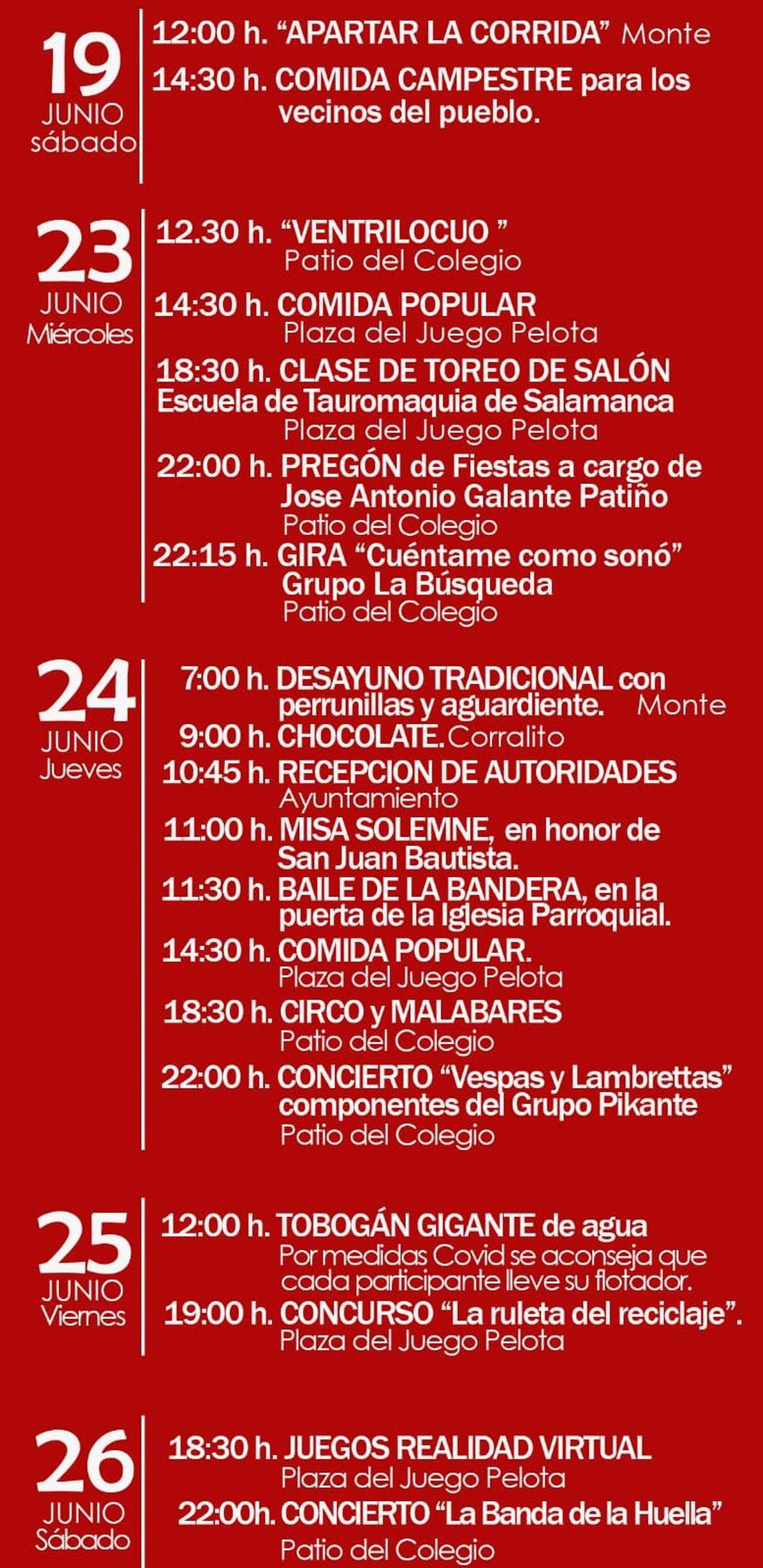Programa de San Juan en Hinojosa de Duero