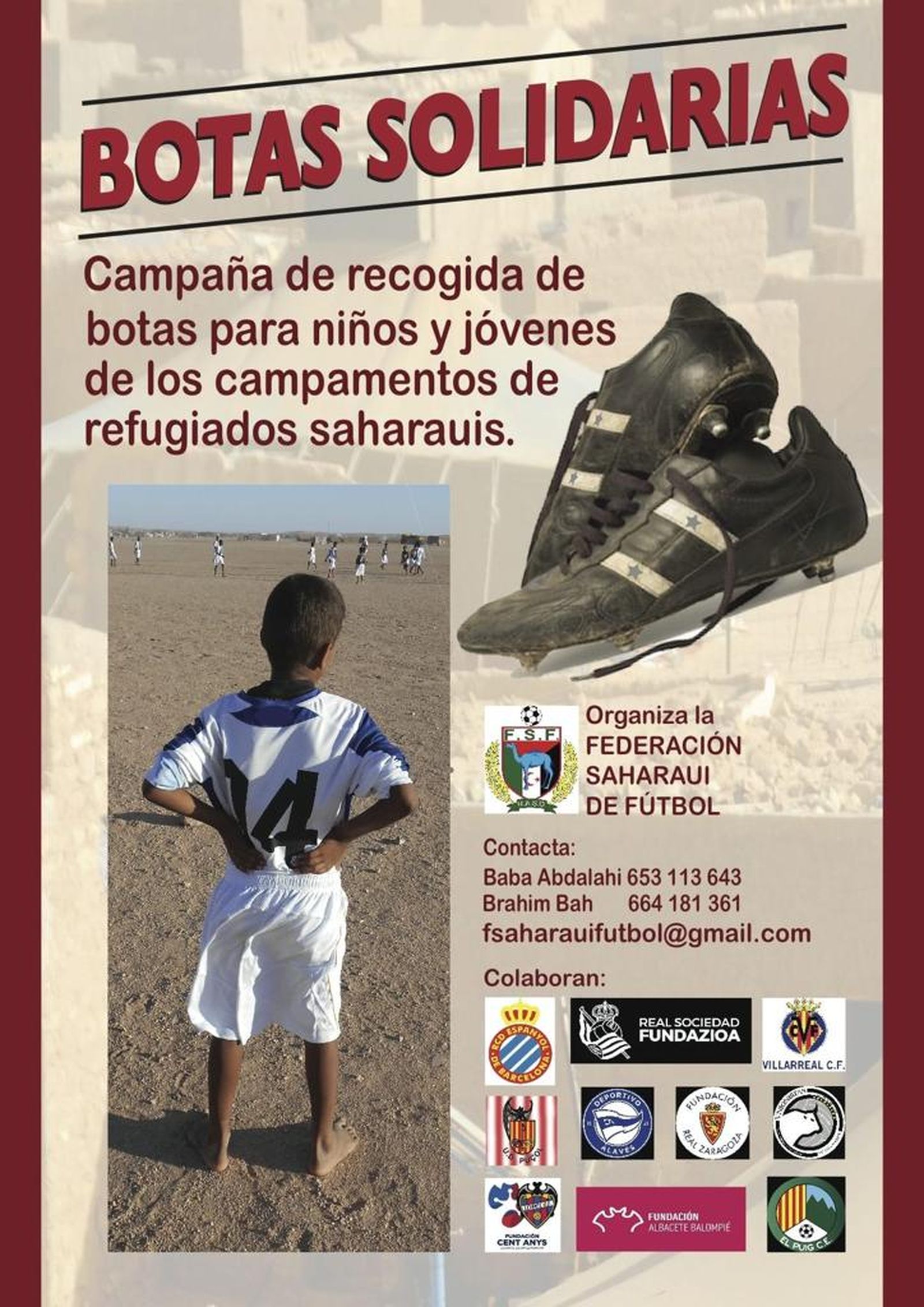 Cartel 'Botas solidarias'