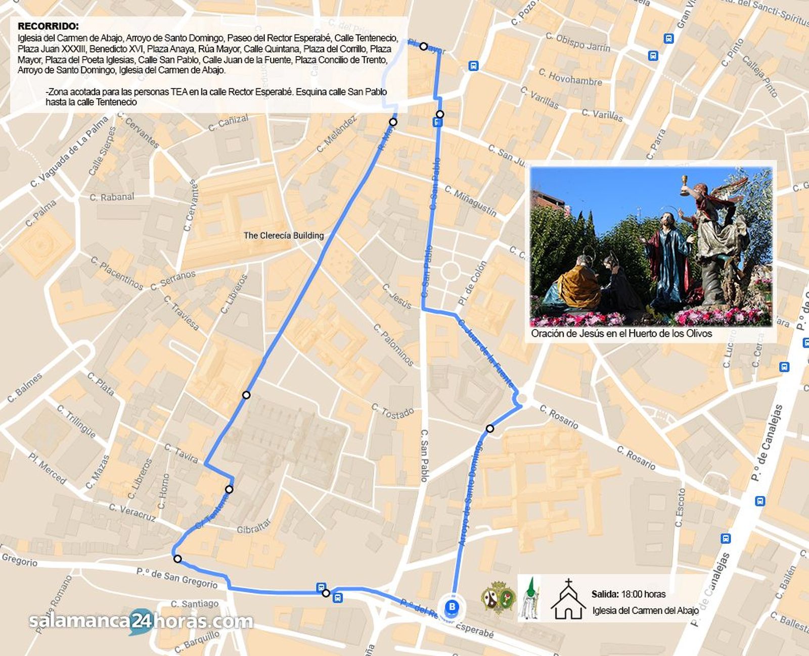 Recorrido de la Cofradía de la Oración en el Huerto de los Olivos