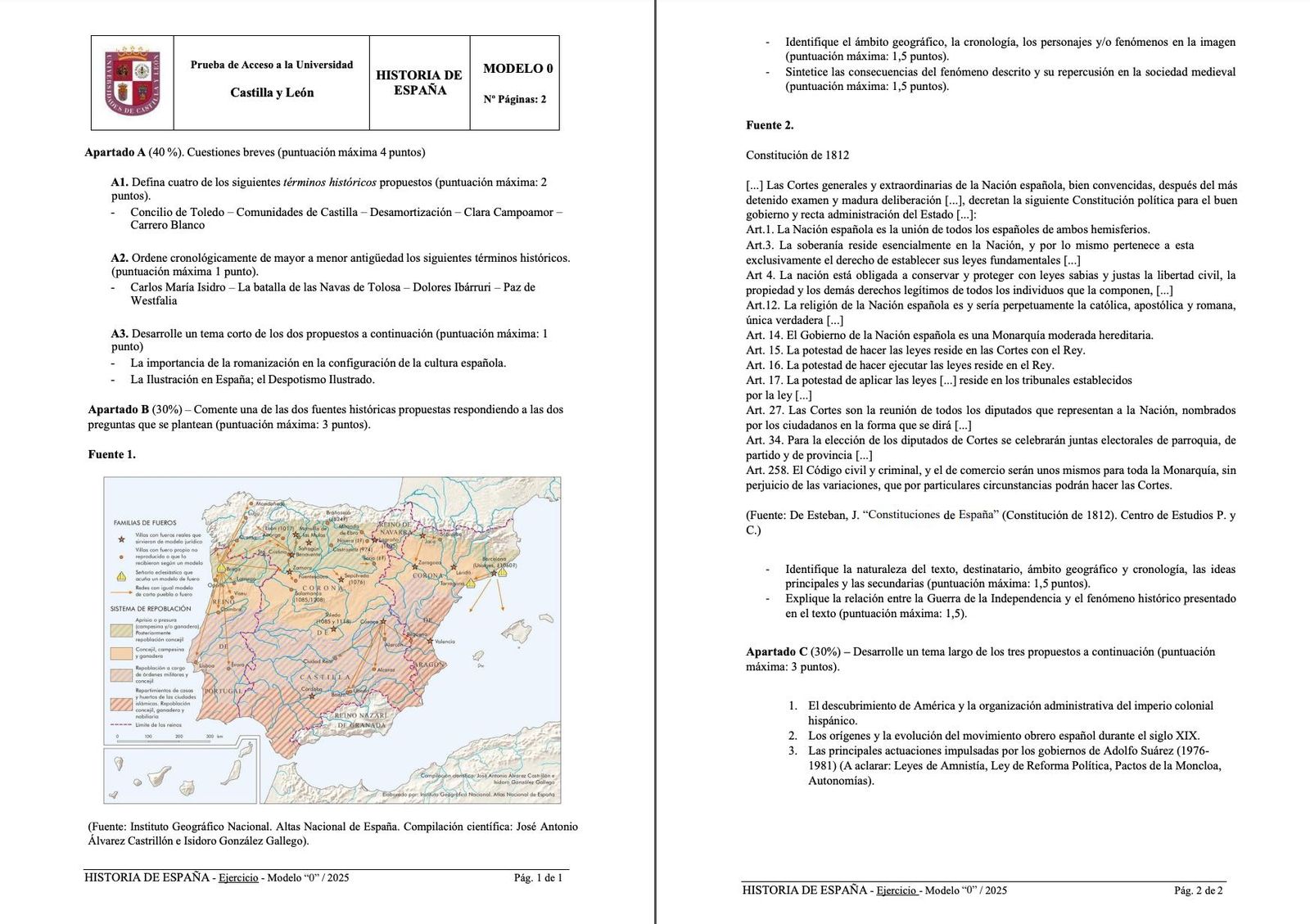 'Modelo 0' de Historia de España