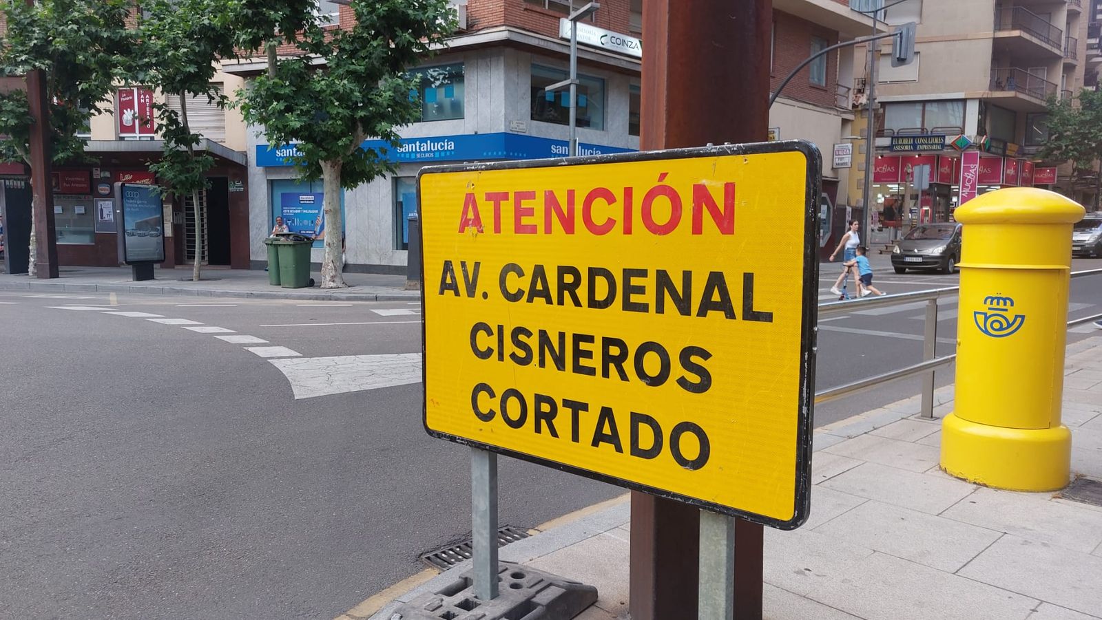 Señal de corte en Cardenal Cisneros en la Plaza de Alemania