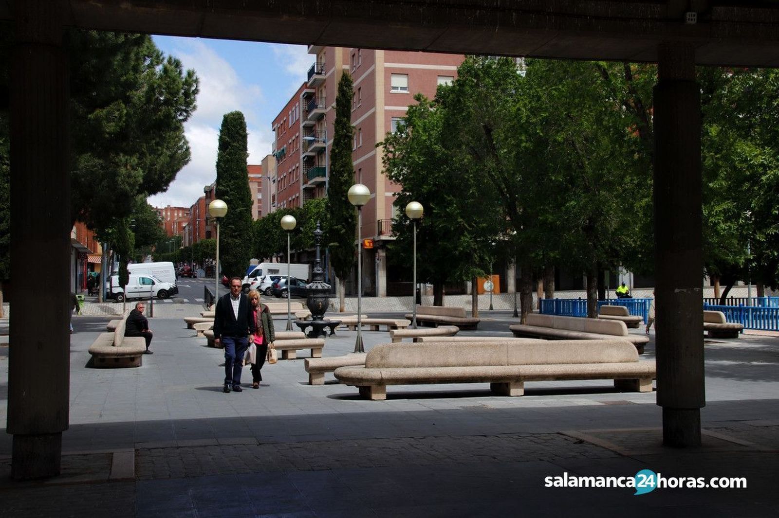 La plaza de Barcelona de Salamanca. Foto de archivo