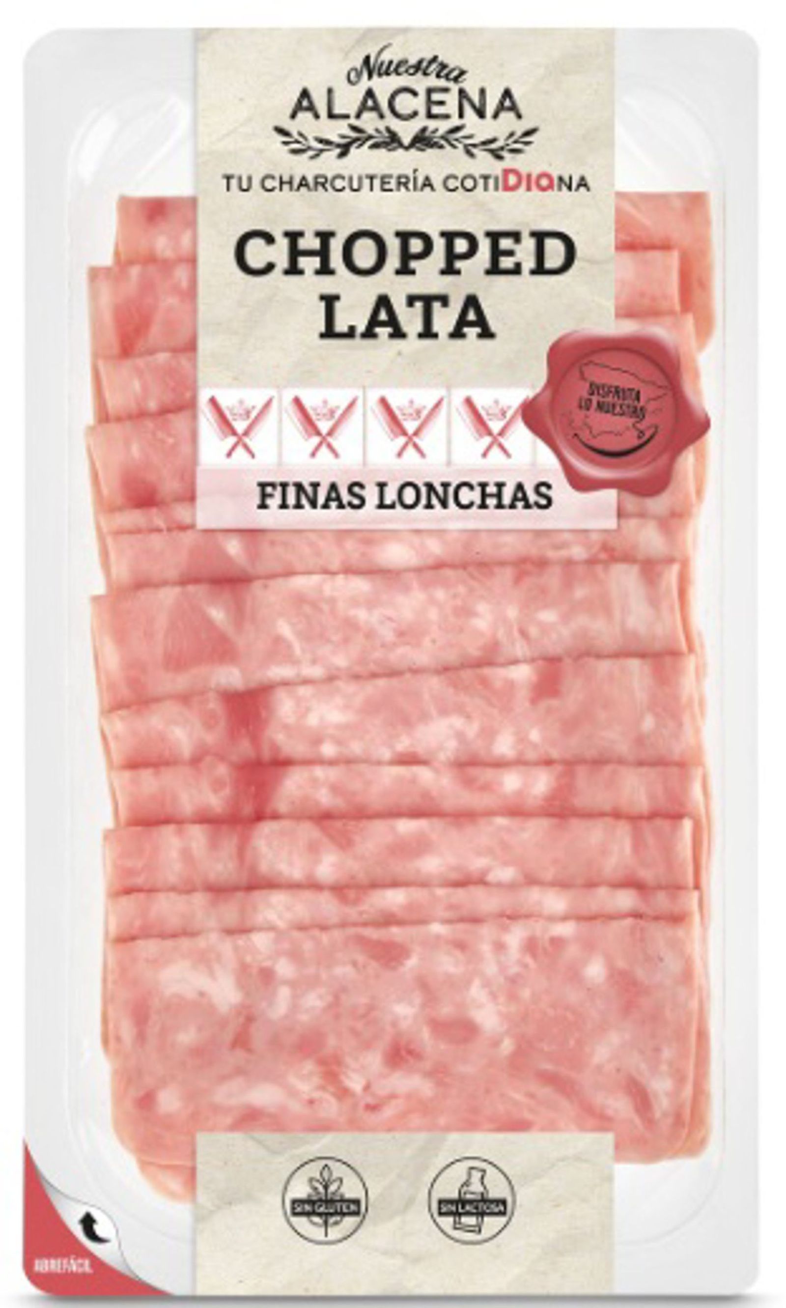 Imagen del producto afectado: 'Chopped lata finas lonchas' de la marca Nuestra Alacena, de supermercados Dia
