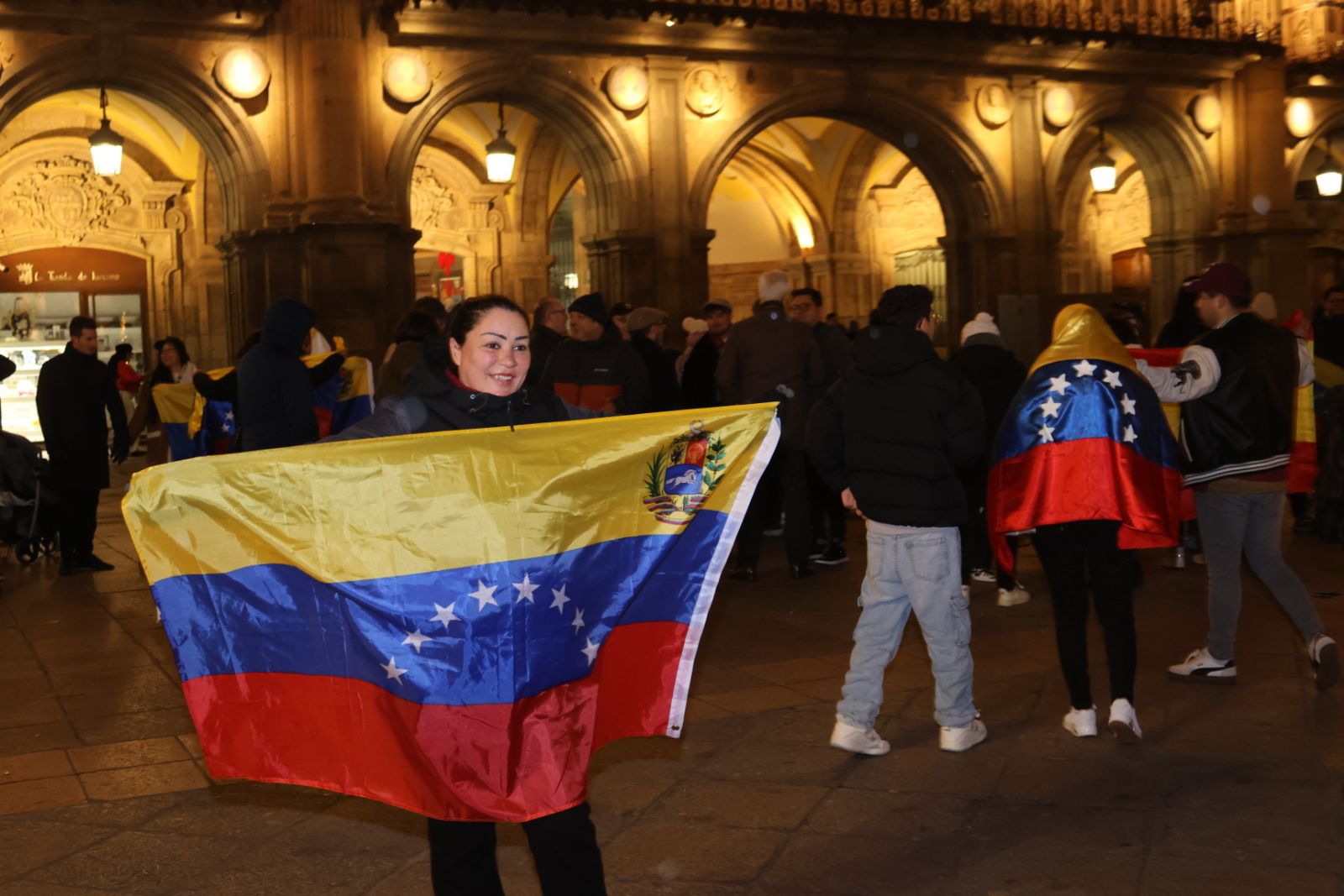 Concentración de venezolanos en Salamanca en la Plaza Mayor