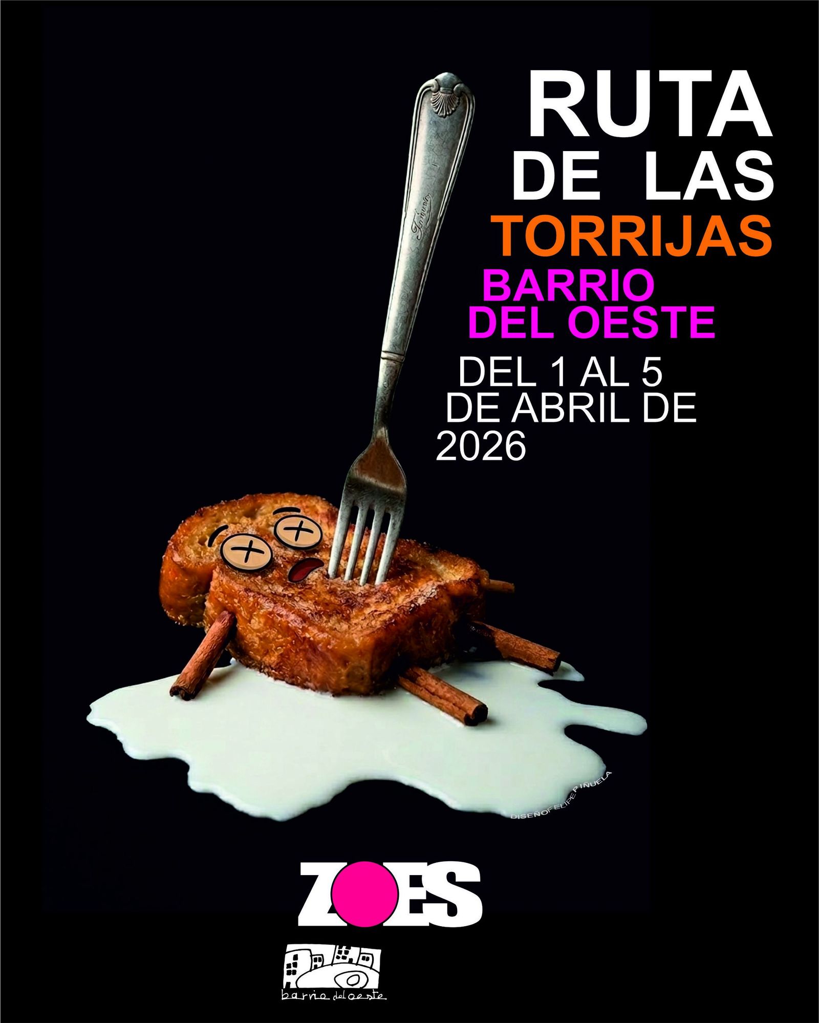 Cartel ruta de las torrijas en el barrio del Oeste por Semana Santa