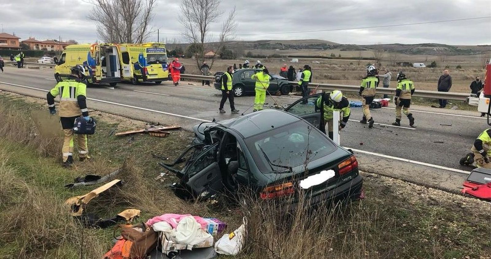Imagen del accidente en el perfil de Twitter de los Bomberos del Ayuntamiento de Burgos