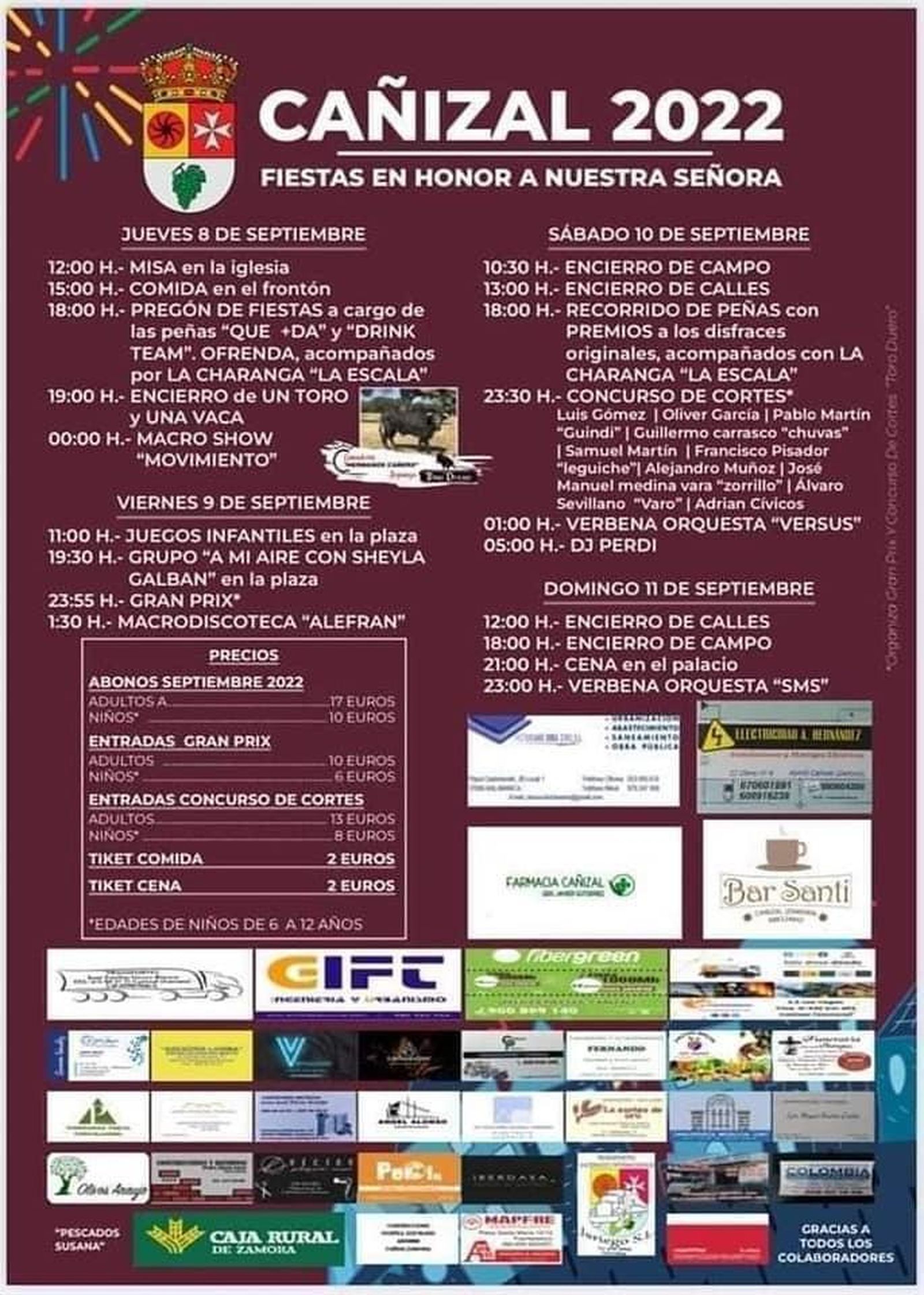 Programa completo de las fiestas de Cañizal