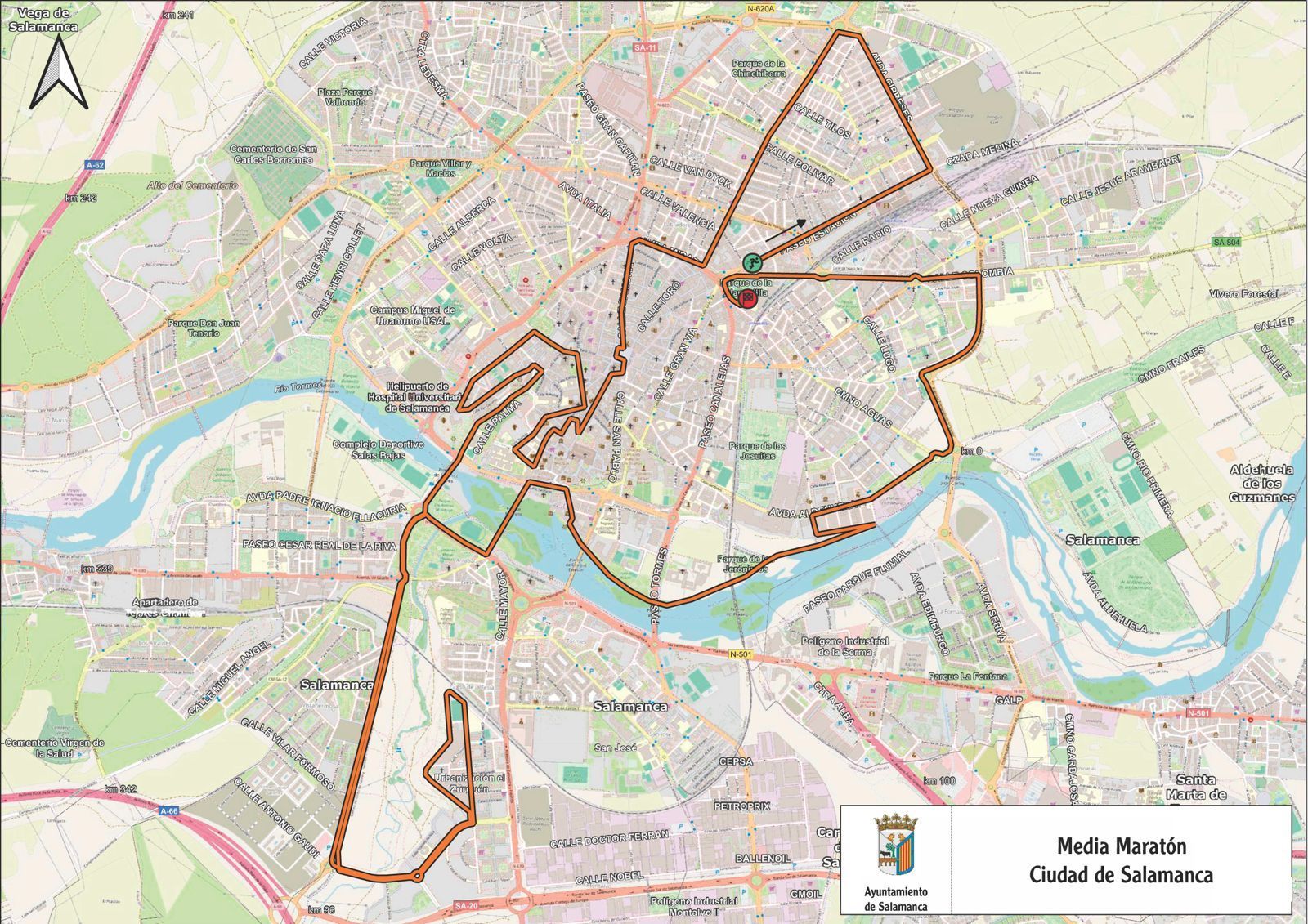Mapa Media Maratón 'Ciudad de Salamanca'. Foto Ayuntamiento Ciudad Rodrigo