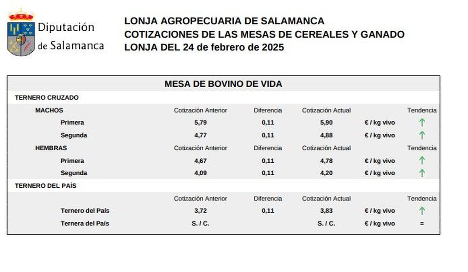 Mesa bovino de vida lonja 24 febrero 2025 Mesa bovino de vida lonja 24 febrero 2025