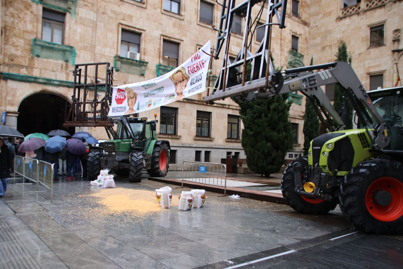 El sector de las legumbres y el cereal se manifiesta en Gran Vía contra Mercosur