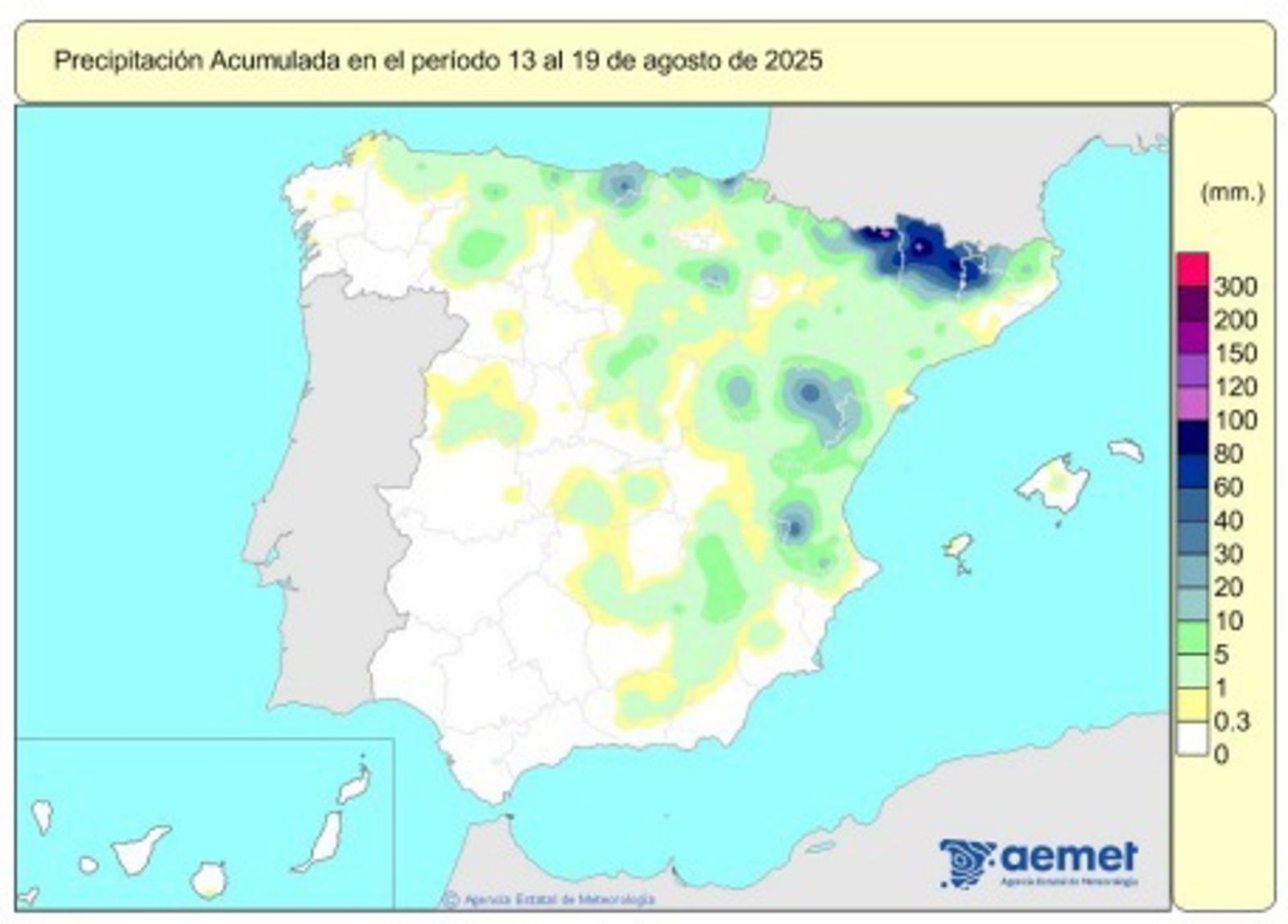 Las lluvias acumuladas desde octubre, un 11% por encima de lo normal. AEMET