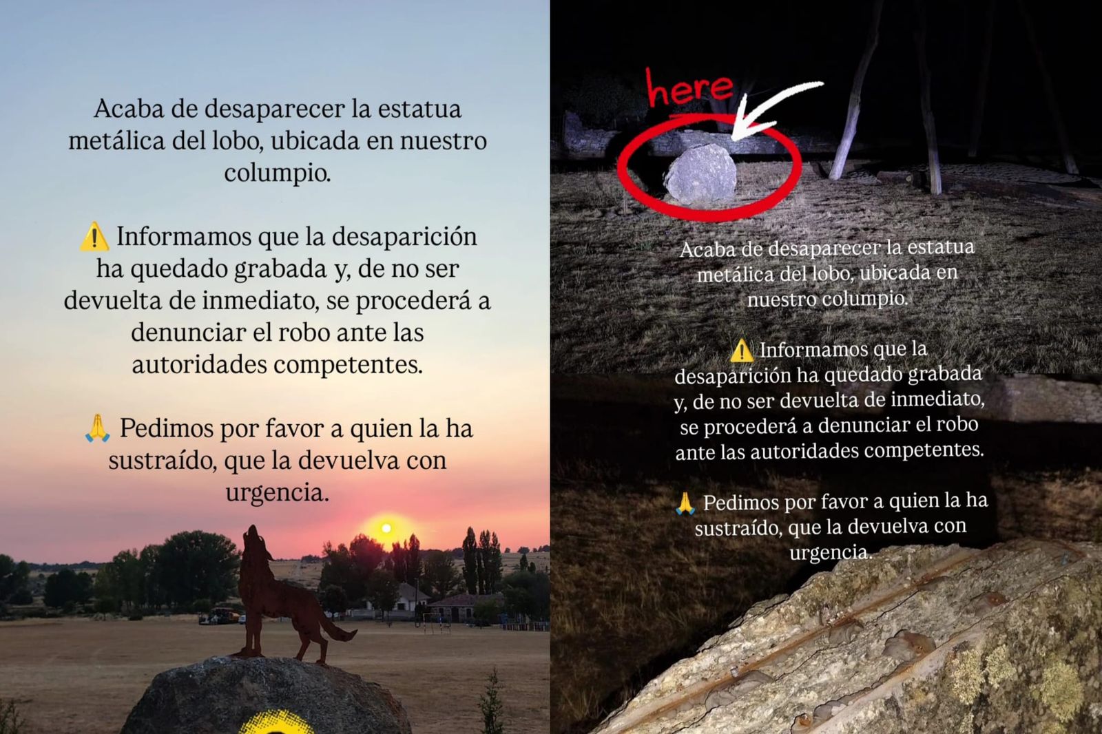 Robo escultura Villanueva de Valrojo