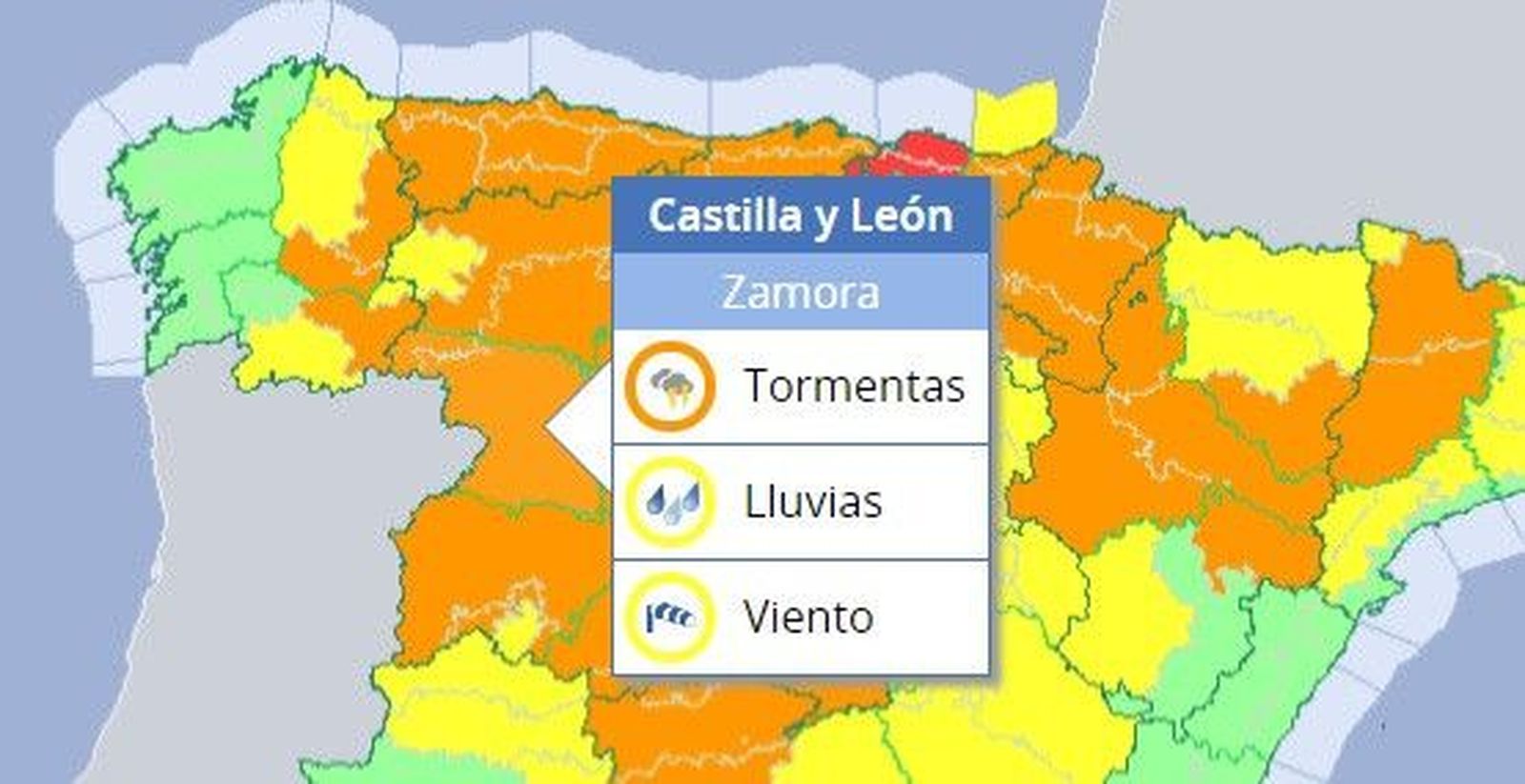 Tiempo aviso naranja