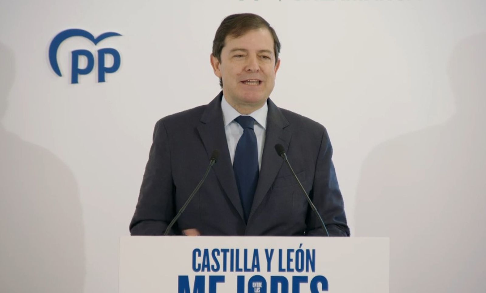 Alfonso Fernández Mañueco durante su candidatura a la reelección a la presidencia de la Junta