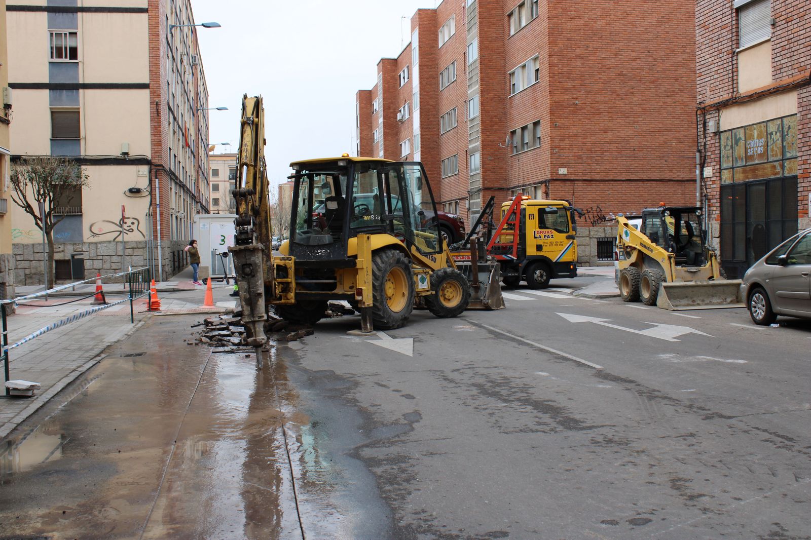 Cortes de tráfico obras. Foto de archivo