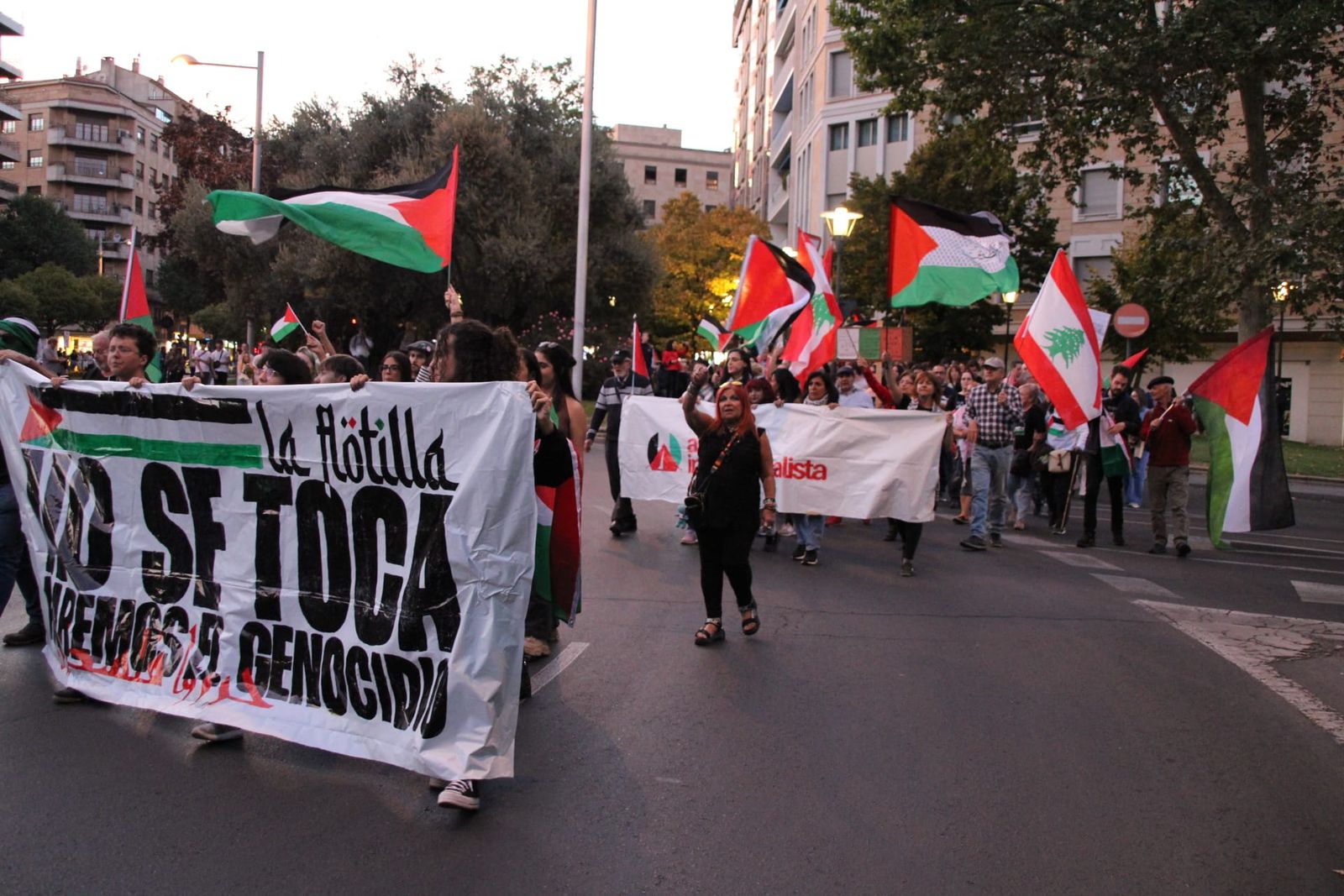 Medio millar de personas se manifiestan en Salamanca en apoyo a Palestina y la flotilla