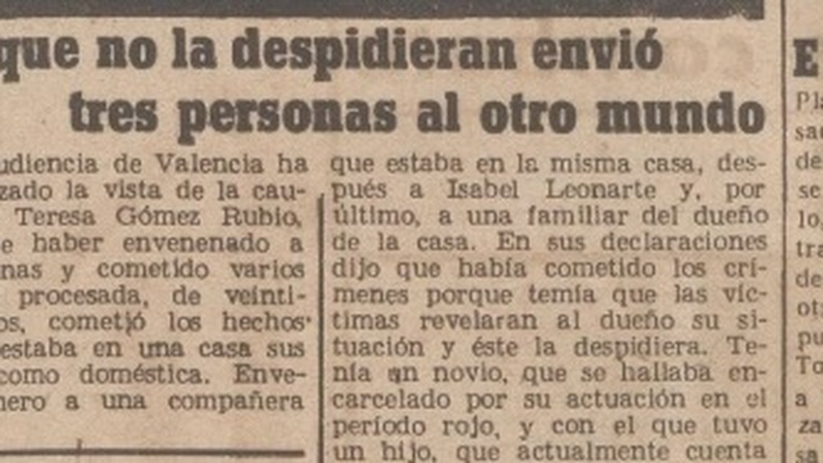 Recorte de prensa. Envenenamiento.