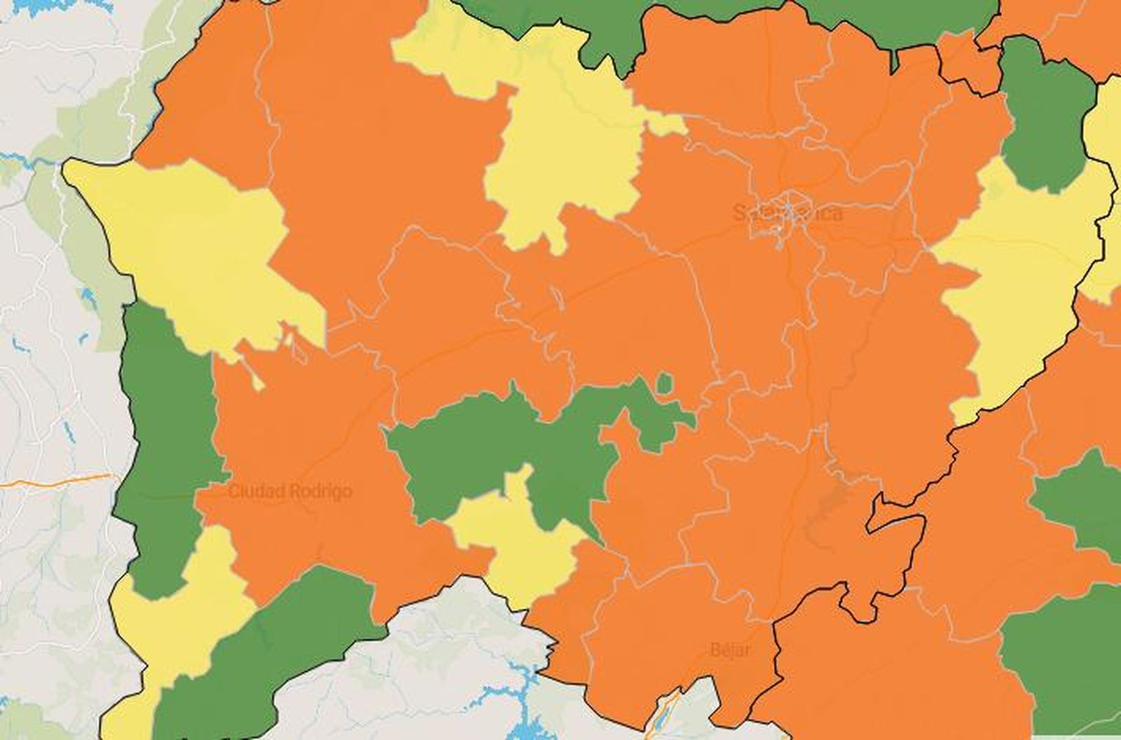 Mapa del COVID este miércoles