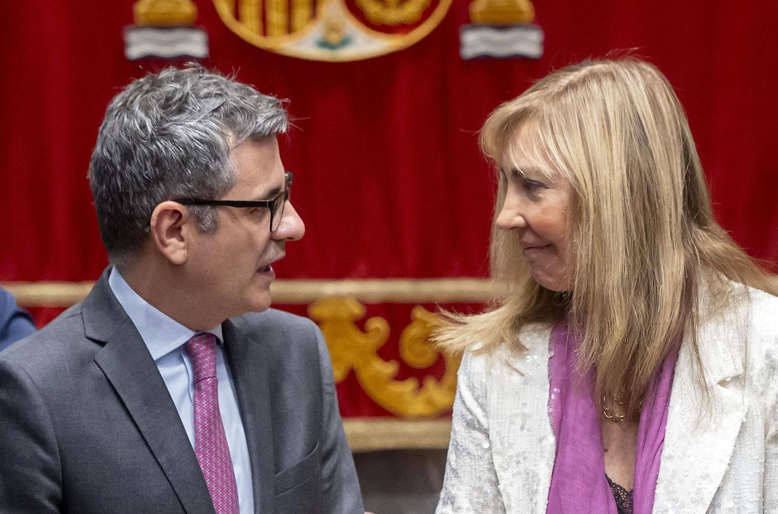 El ministro de la Presidencia, Relaciones con las Cortes y Justicia, Félix Bolaños y la presidenta del Tribunal Supremo y del Consejo General del Poder Judicial, María Isabel Perelló. Foto Alberto Ortega - Europa Press