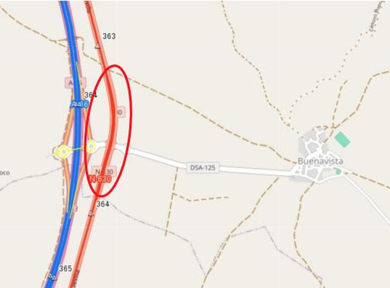 Zona de Actuación sobre N-630 entre los puntos kilométricos 363+100 y 363+870